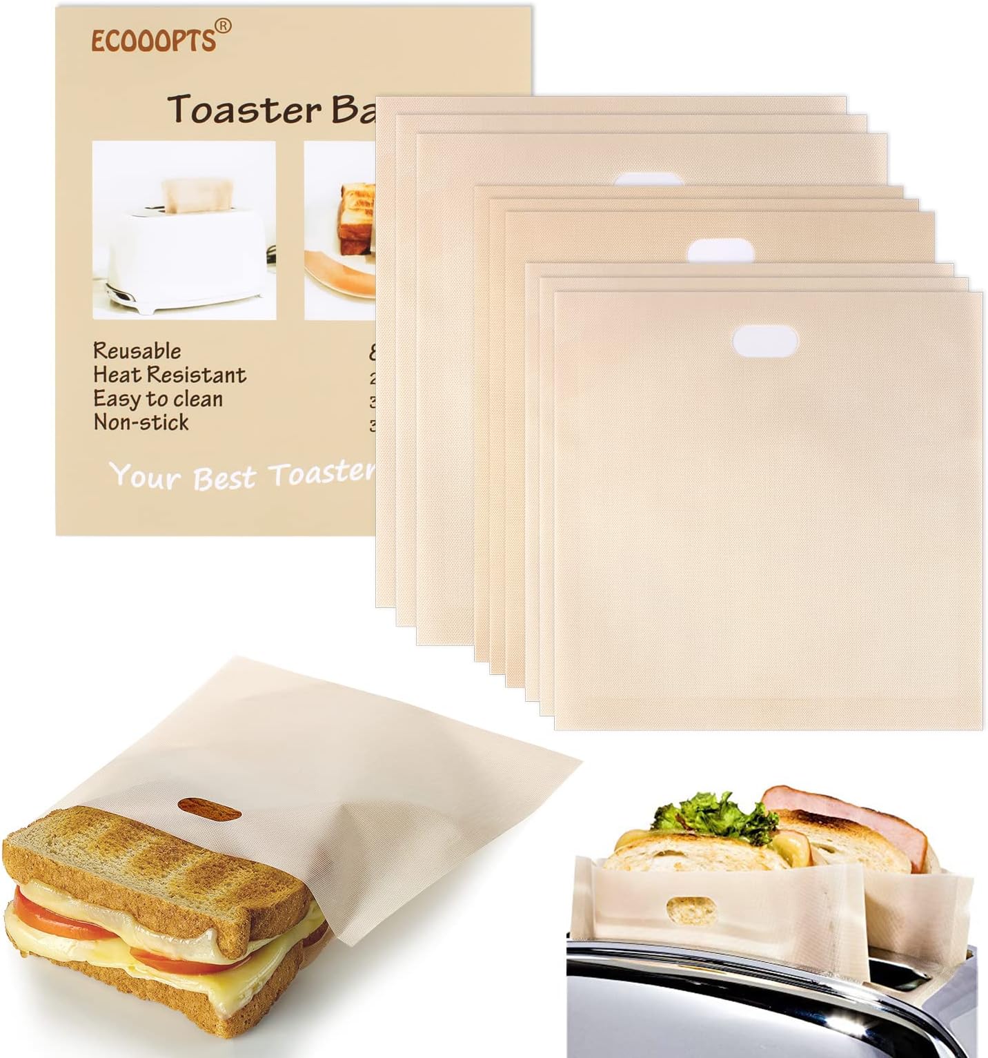 KitchenCraft TOASTABAG Pack of 2 Reusable Toaster Bags with Non Stick