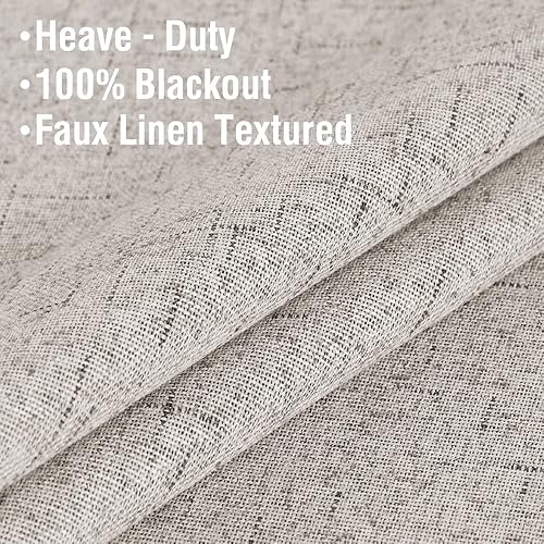 Miniatura 5 de Cortinas opacas de lino de 108 pulgadas de largo, 100% opacas, con aislamiento térmico, con textura de lino, ojales antioxidantes, ahorro de energía