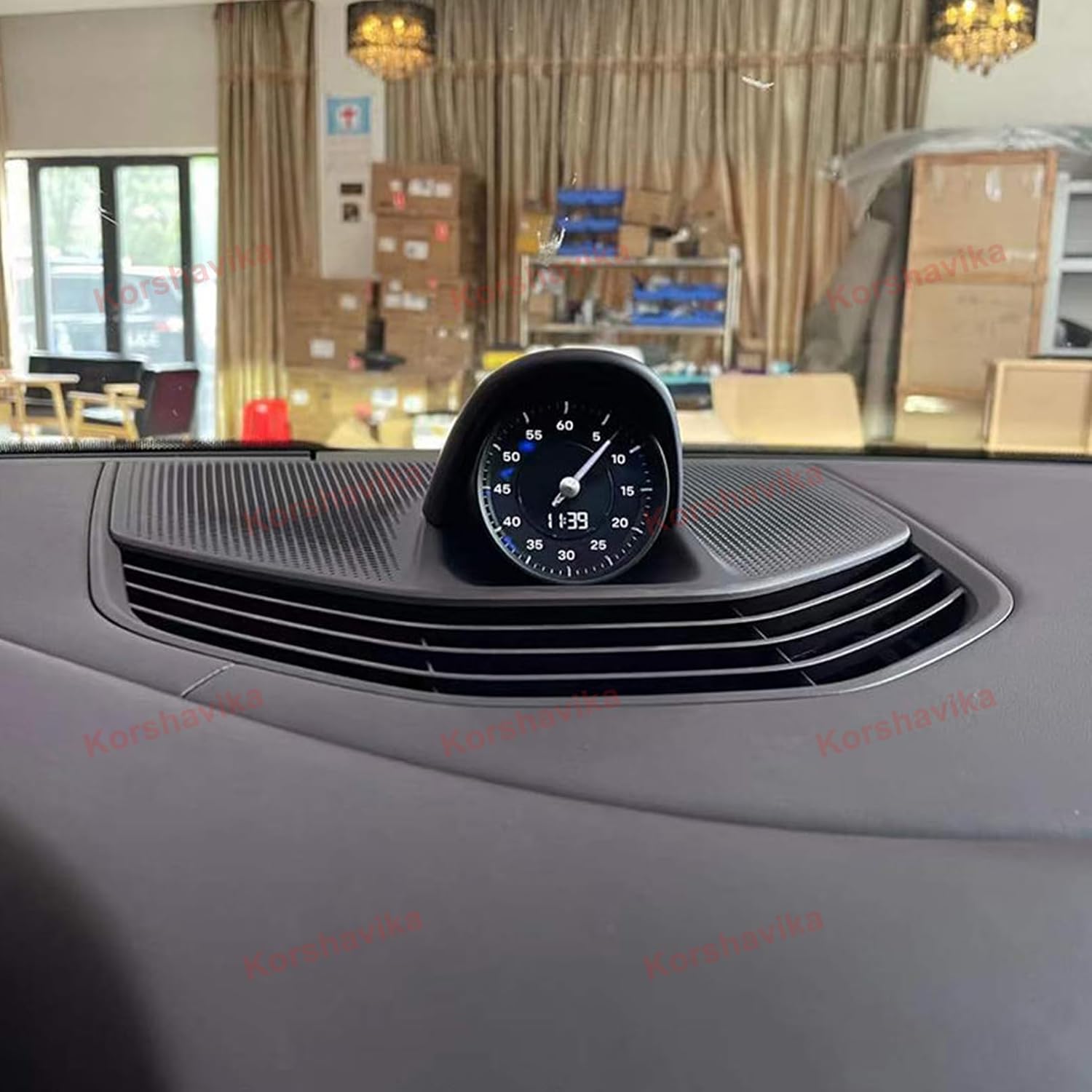 Car Sport Chrono Stopwatch Mounted Dashboard Instrument Panel for Porsche Taycan 2020-2024, Black Panel and Black Clock
