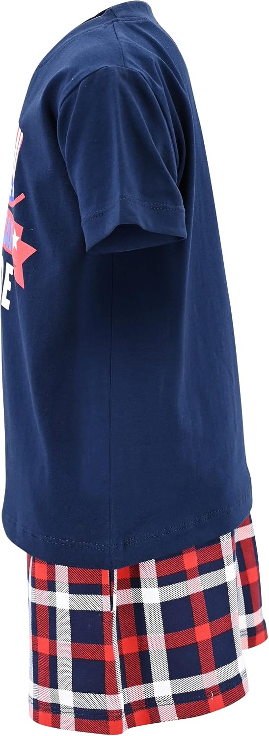 Boys 2pc Shorts Set Outfit Short Sleeve Shirt with Fun Applique Print and Shorts