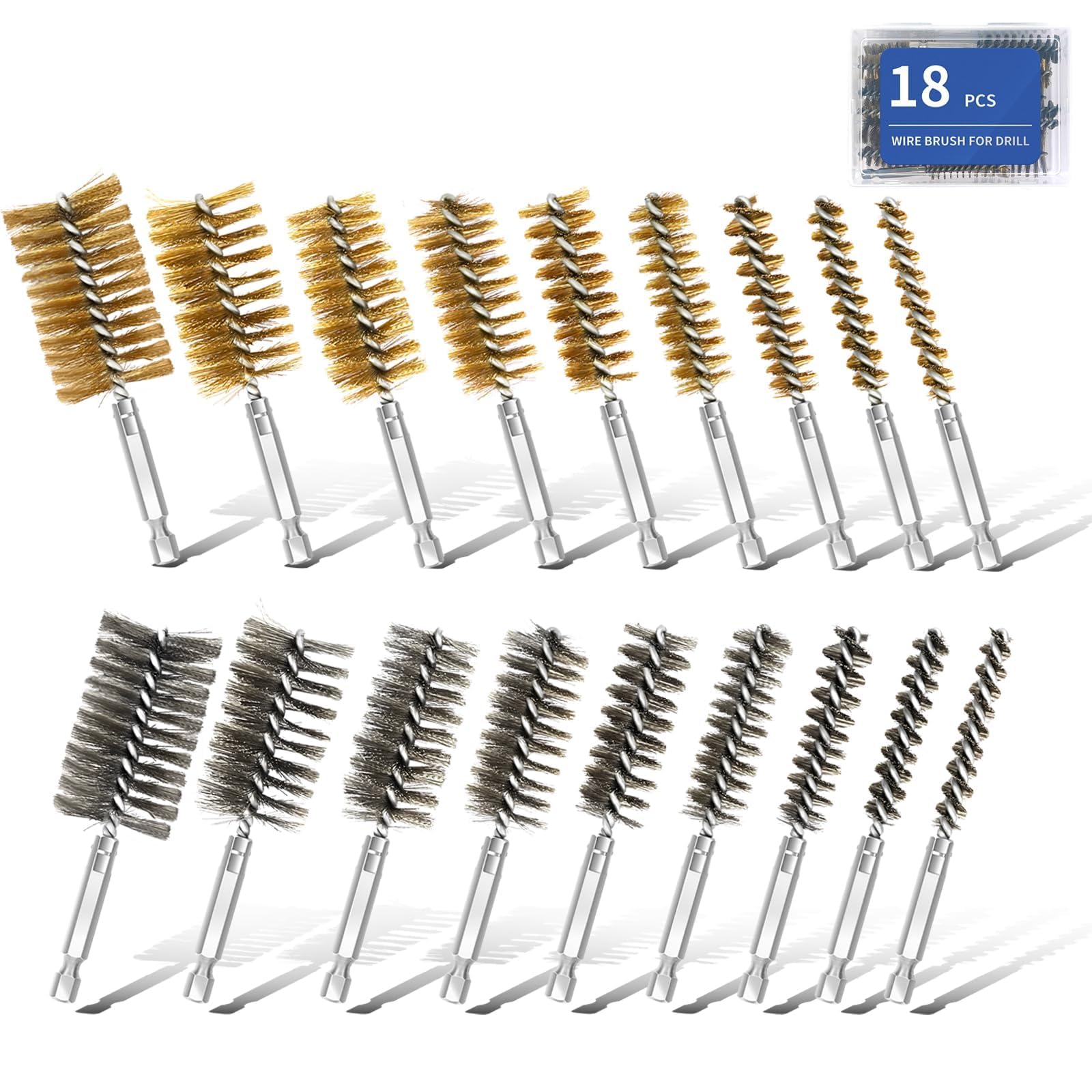 Bore Brush Set - 18 Pcs Stainless Steel Cleaning Brushes -1