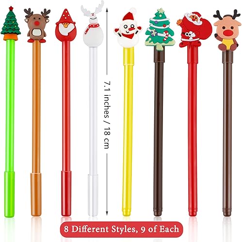 Miniatura 2 de RUODON 72 bolígrafos de tinta de gel de Navidad, bolígrafos de gel negro, bolígrafos de gel de la serie de Navidad, bolígrafos de punta redonda de