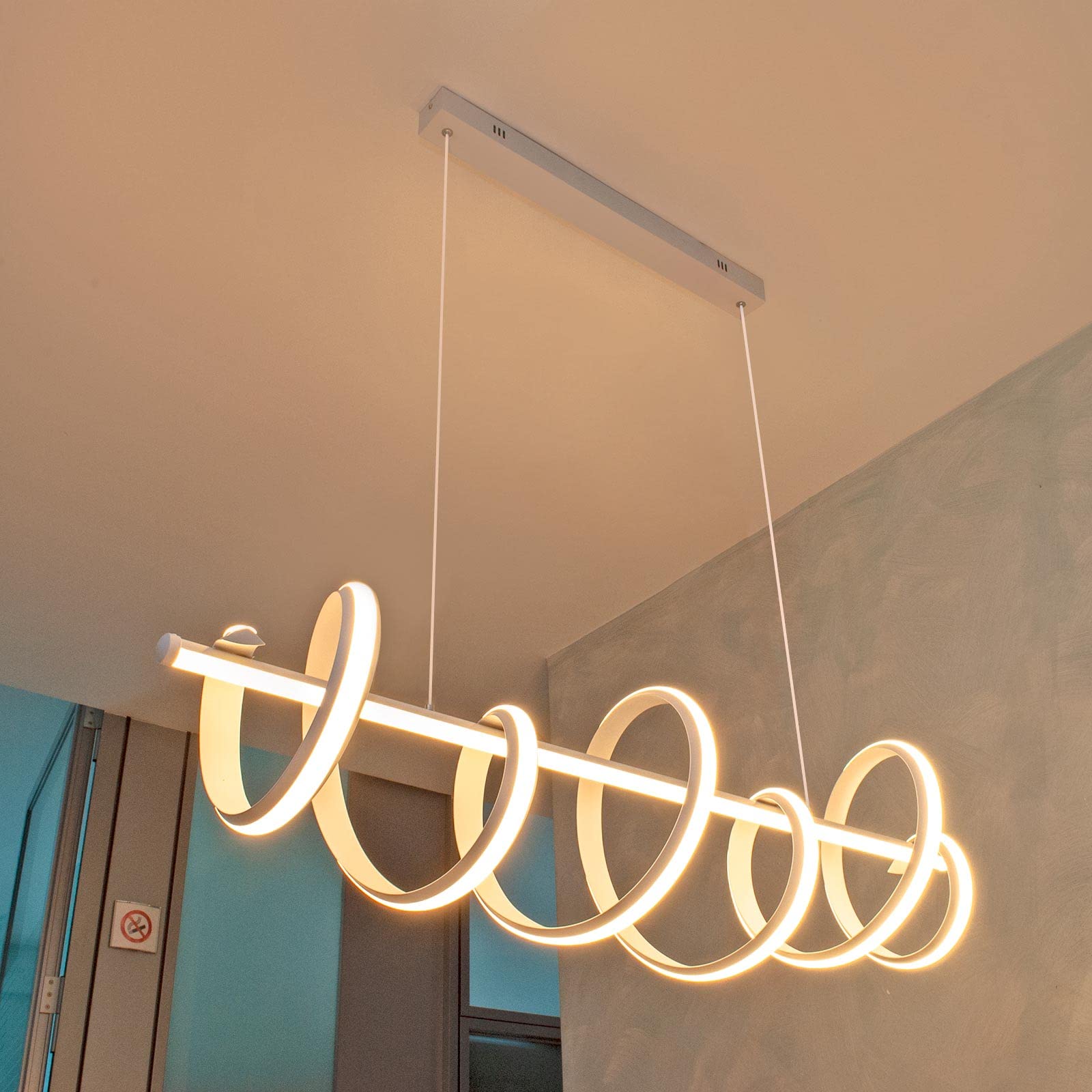Planetitaly Lampadario pendente stilizzato LED 60W CCT da 3000K a 6500K lampada a sospensione design moderno illuminazione cucina, soggiorno, salotto, ristorante, pizzeria, alimentazione 230V