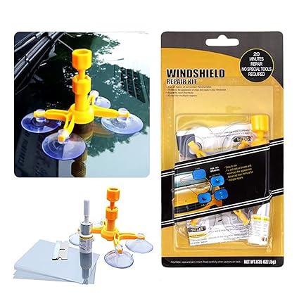 GLISTON Car Windshield Repair Kit for Chips and Cracks, Bulls-Eye, Star-Shaped, Nicks, Half-Moon Crescents