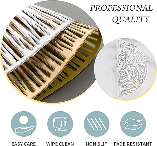 Miniatura 4 de FAVE Juego de 4 manteles individuales redondos plateados de vinilo antideslizantes, lavables para interiores y exteriores, manteles individuales