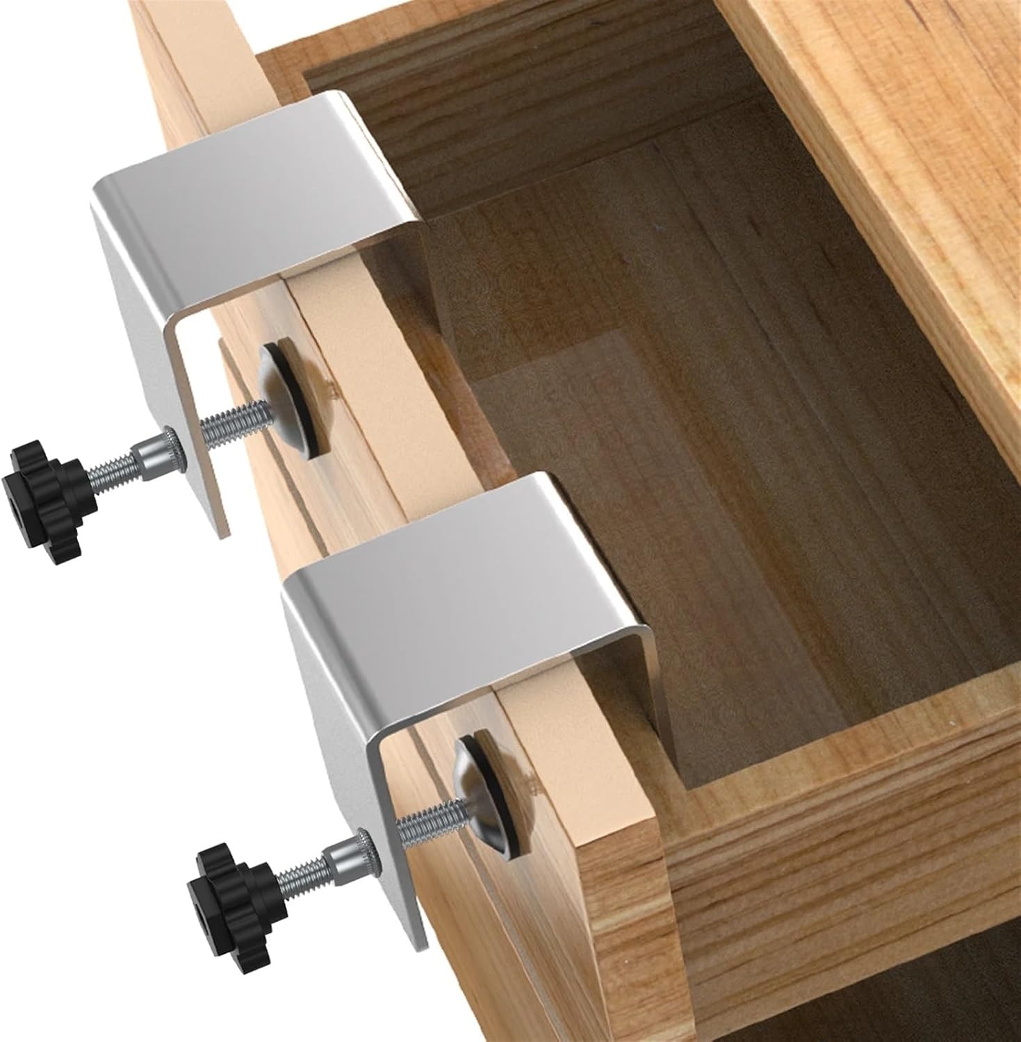 Drawer Front Installation Clamps, Cabinet Installation Clamp Stainless Steel Drawer Fixing Clip Adjustable Cabinet Hardware Jig Drawer Woodworking Clamp Tool 4Pcs