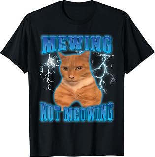 Cat Mewing Meme Cat Mewing Not Meowing Men Women Kids T-Shirt