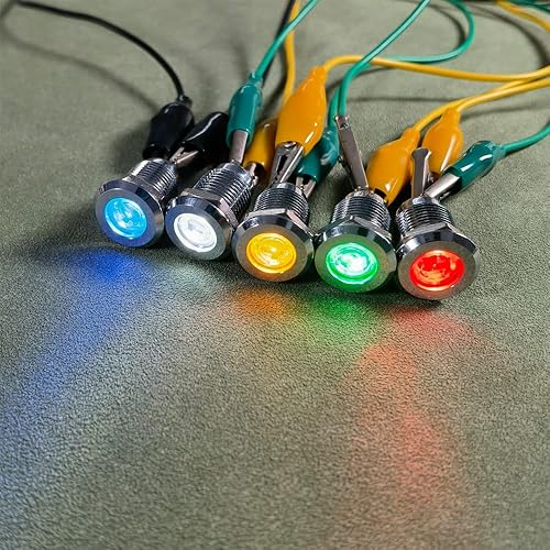 Miniatura 3 de 5 unids 0.472 in ACDC 12-24V Acero inoxidable impermeable LED Indicador Luz Metal Shell piloto personalizado Dash señal lámpara cabeza cóncava