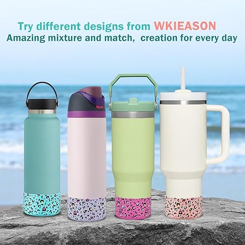 Vista 25 de WK IEASON 2 Pcs Tumbler Bottom Protector Boot for Stanley Quencher Adventure 40oz & Stanley IceFlow 20oz 30oz, Stealth Landing-2.83inch Bottom