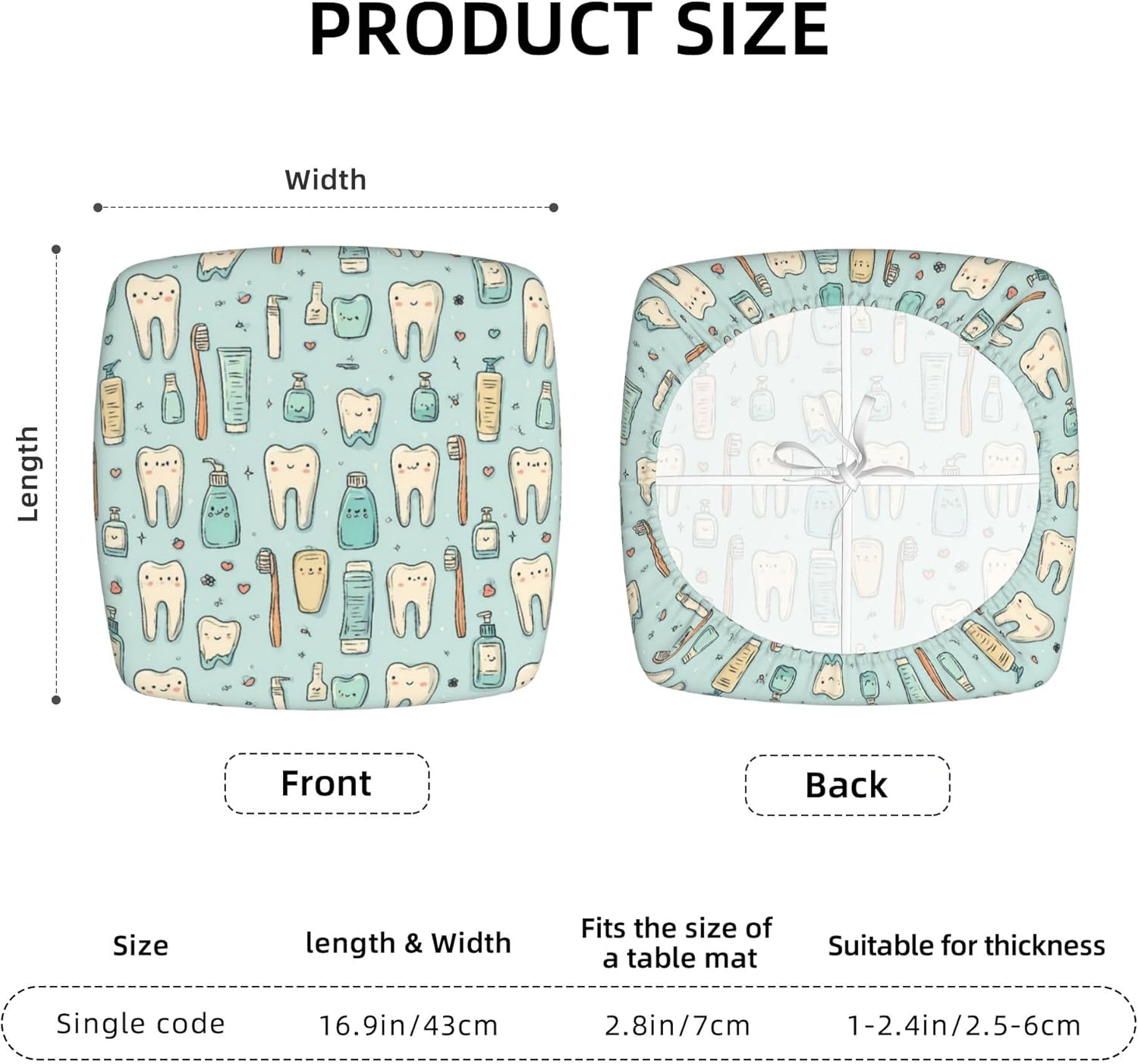 Dental 1 Print Chair Seat Covers Stretch Removable Washable Chair Seat Cushion Protector Slipcovers Six Piece with Ties