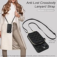 Vista 6 de Bocasal Funda tipo cartera cruzada para iPhone 13, con bloqueo RFID, de piel sintética, con cremallera, funda tipo cartera con función atril