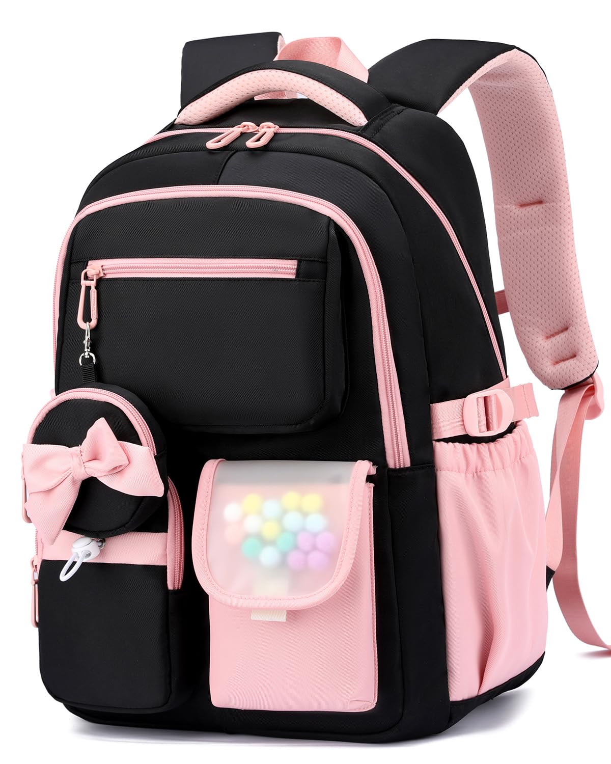 Amythe Zaino per Ragazze Scuola Elementare e Media - Zaino Scuola Grande 30L per Porta PC 15.6", Zaini Casual Impermeabile per Adolescenti 10-18 Anni - Adatto a Carrelli -Rosa