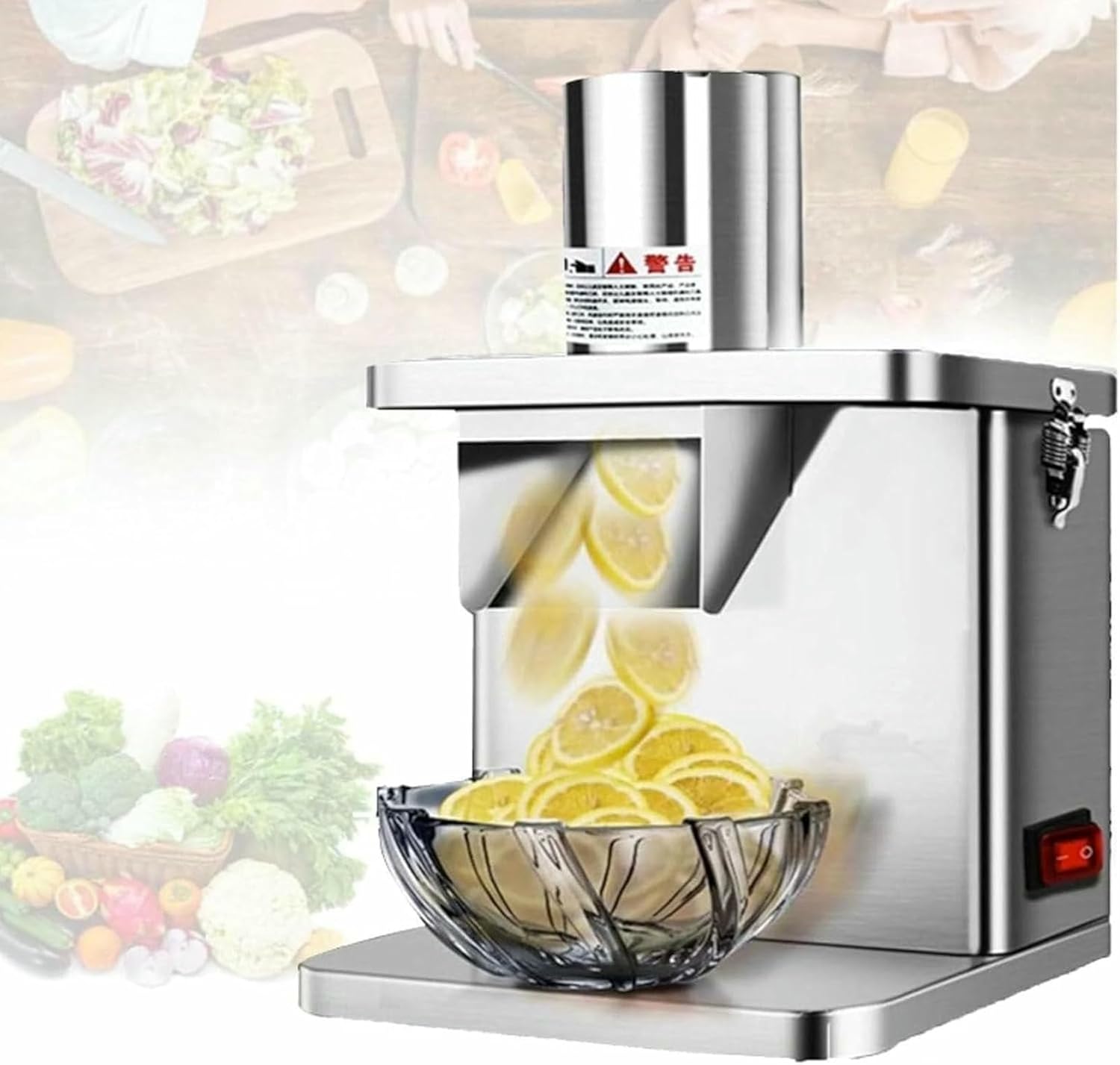 Commercial Vegetable Chopper, Automatic Cutter And Slicer, Electric Stainless Steel Potatoes, Vegetable Processor With 5 Blades, Home/restaurant