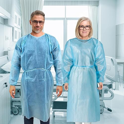 Miniatura 6 de Personal Touch - Paquete de 20 batas aislantes desechables, color azul, nivel 2, SMS, 1.57 oz/m², material no tejido de 1.57 oz/m², vestidos de PPE