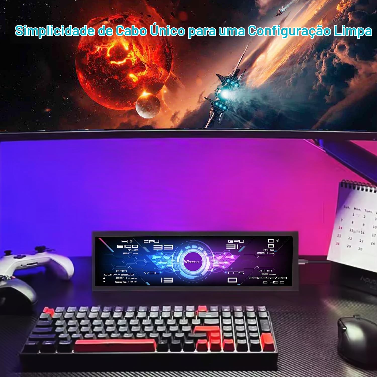 き*る様 Wisecoco ディスプレイ モニター 本体 薄い 7.8 wisecoco Mini monitor de 7,84 polegadas, conexão com um cabo (não