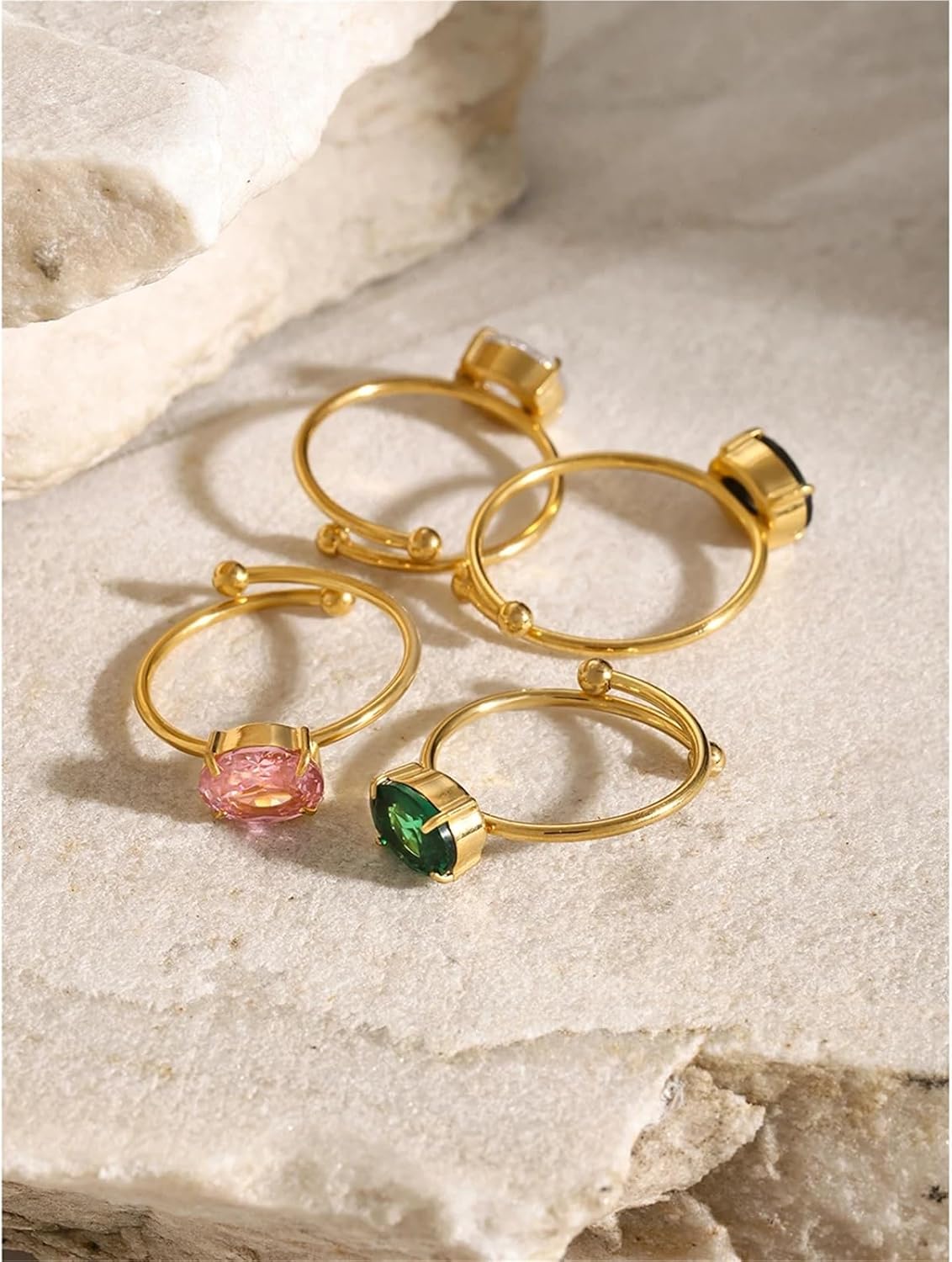 Shiny Diamonds Stainless Steel Open Ring Color Bling Charm Jewelry Gift 1Pcs