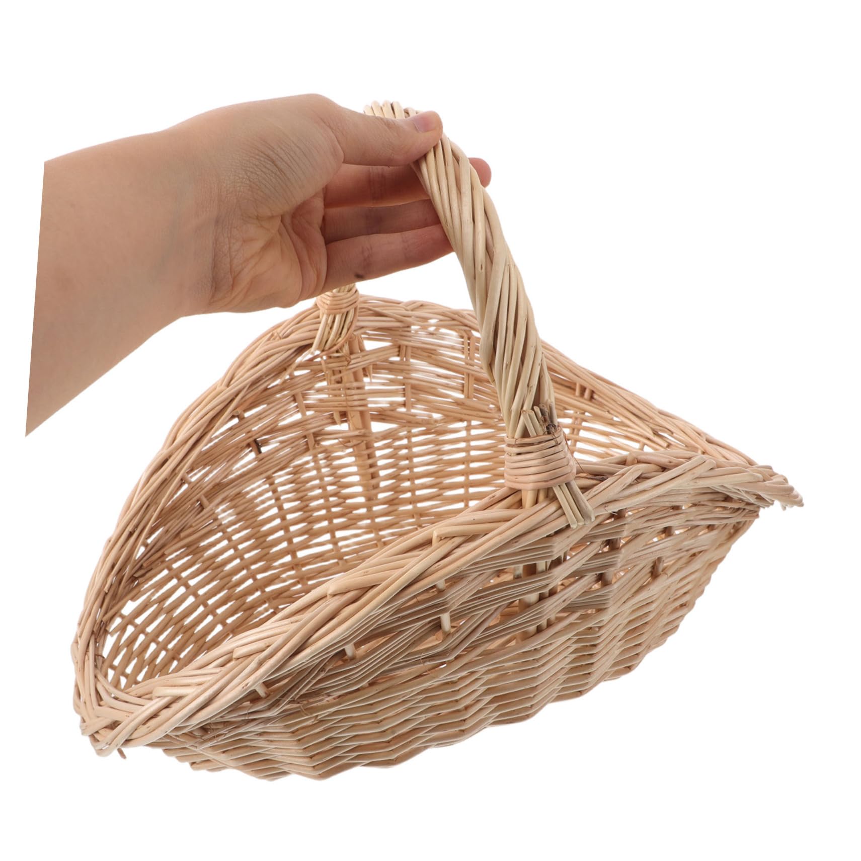 Cesta De Almacenamiento De Mimbre Tejida Mano para Guardar Frutas y Verduras Cesta Decorativa con Asa para Picnic El Jardín Organización Cocina