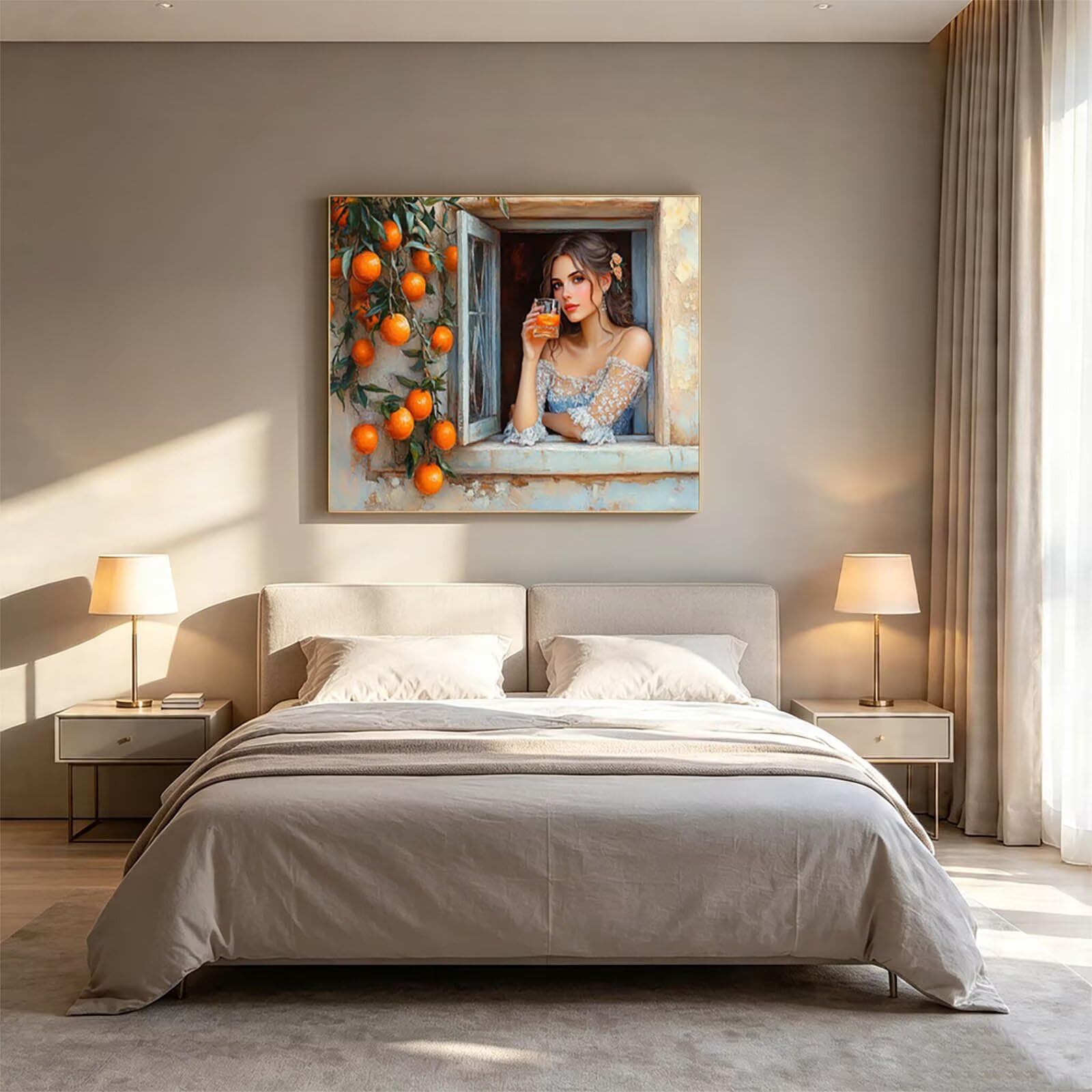 Malen Nach Zahlen Erwachsene Frau Leinwand zum Bemalen 70x95cm ZSHS-1280 | Diy Set Erwachsene mit Acrylfarben Set Pinselset Farbenfrohe Leinwand Fensterbank für Deko Wohnzimmer Geschenke für Frauen