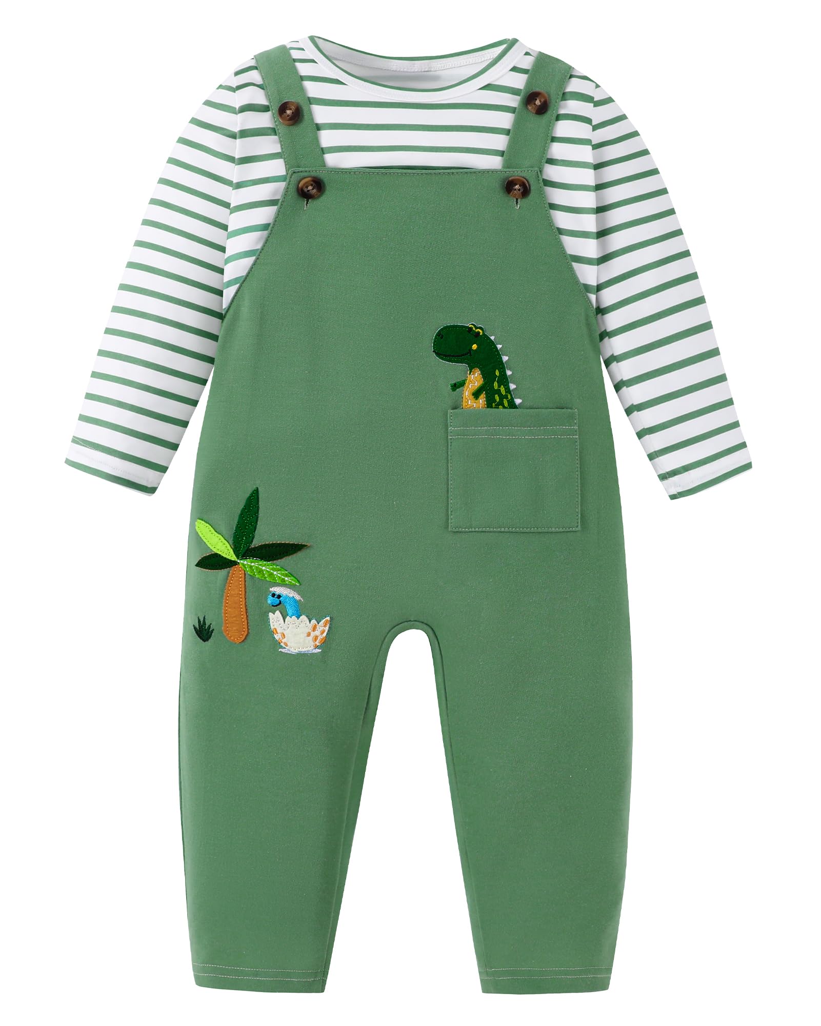 Toddler Boy Clothes Cute Long Sleeve Tops + Comfortable Overalls Jumpsuit Pants Outfits Sets 12M-5T