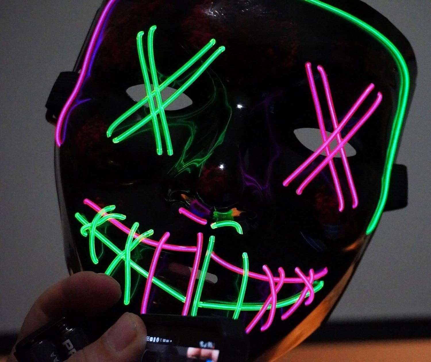 Acid Tactical LED Halloween Mask Purge EL Wire 2 COLOR Glow Light up Mask Pink Green image 4