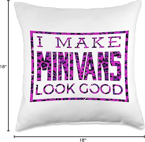 Miniatura 4 de I Make Minivans Look Good - Funny Mini Van Dad Mom Leopard Throw Pillow, 18x18, Multicolor