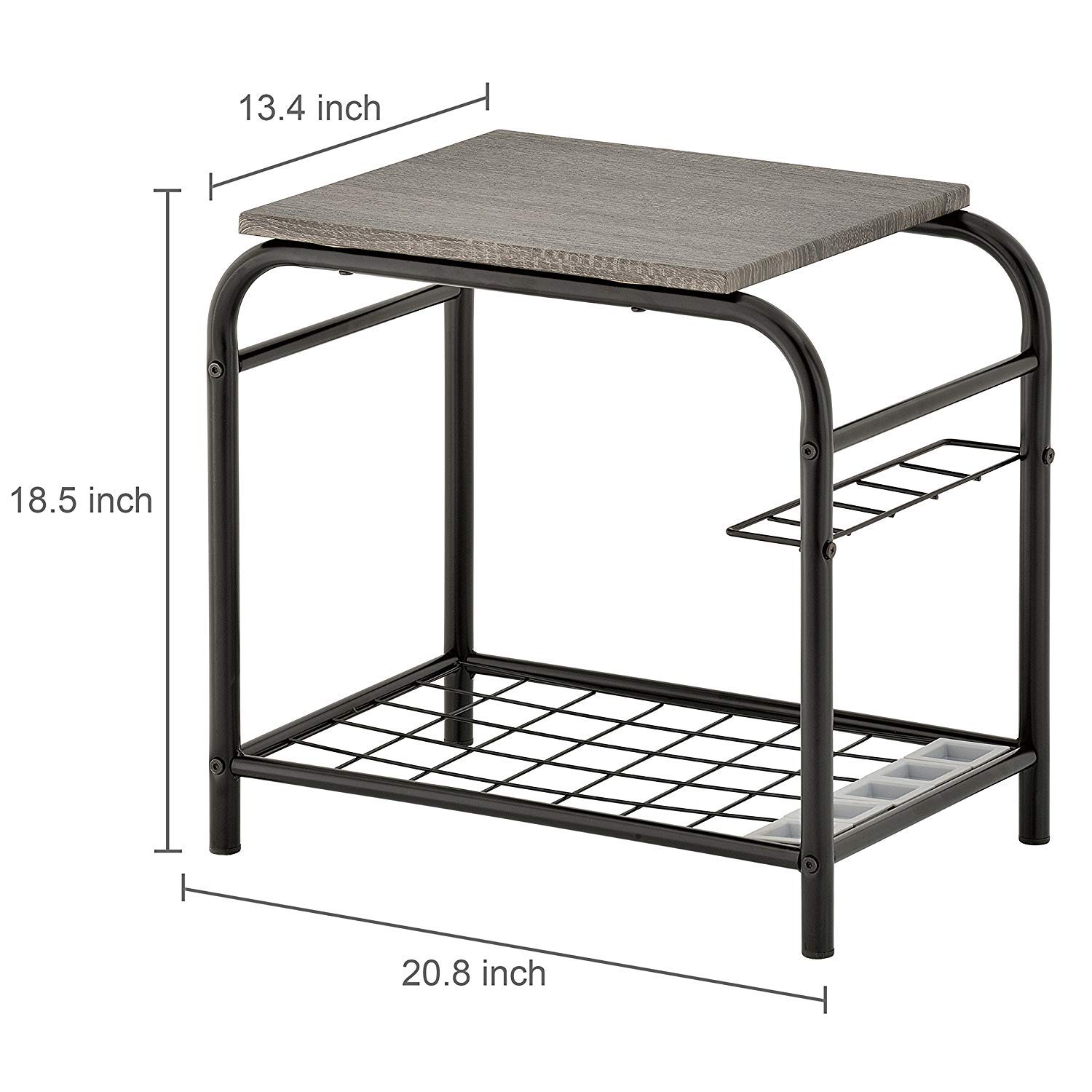 INDIAN DECOR 45808 3-in-1 Metal Entryway Bench with Wood Seat, Shoe Storage & Umbrella Holder 3