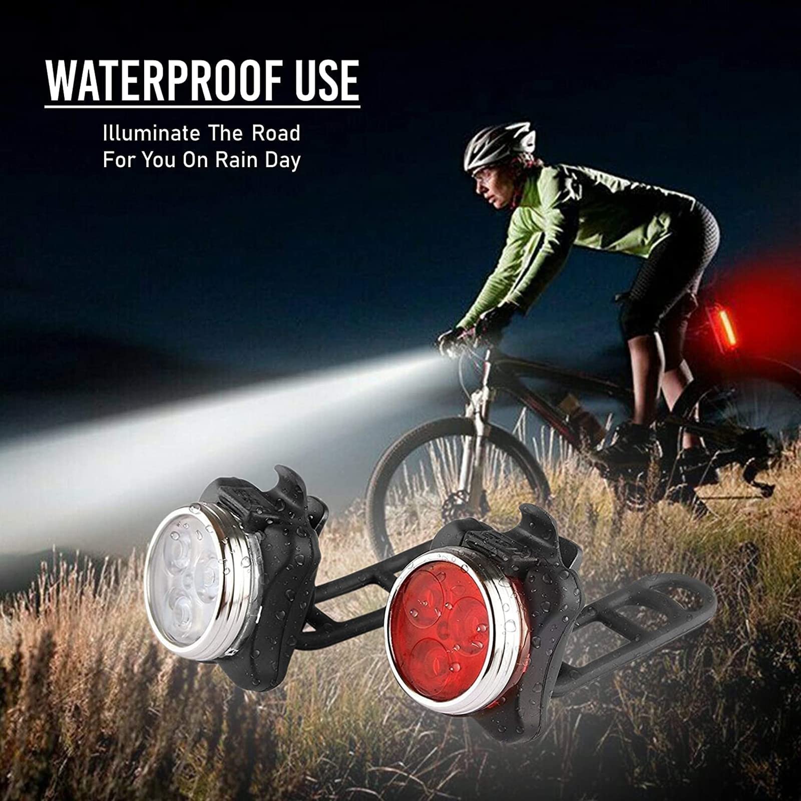 Zestaw świateł rowerowych LED, super jasne, ładowane przez USB, łatwe w instalacji, reflektory rowerowe, wodoodporne, przednie i tylne światła dla dzieci, mężczyzn, kobiet, kolarstwo szosowe, latarka