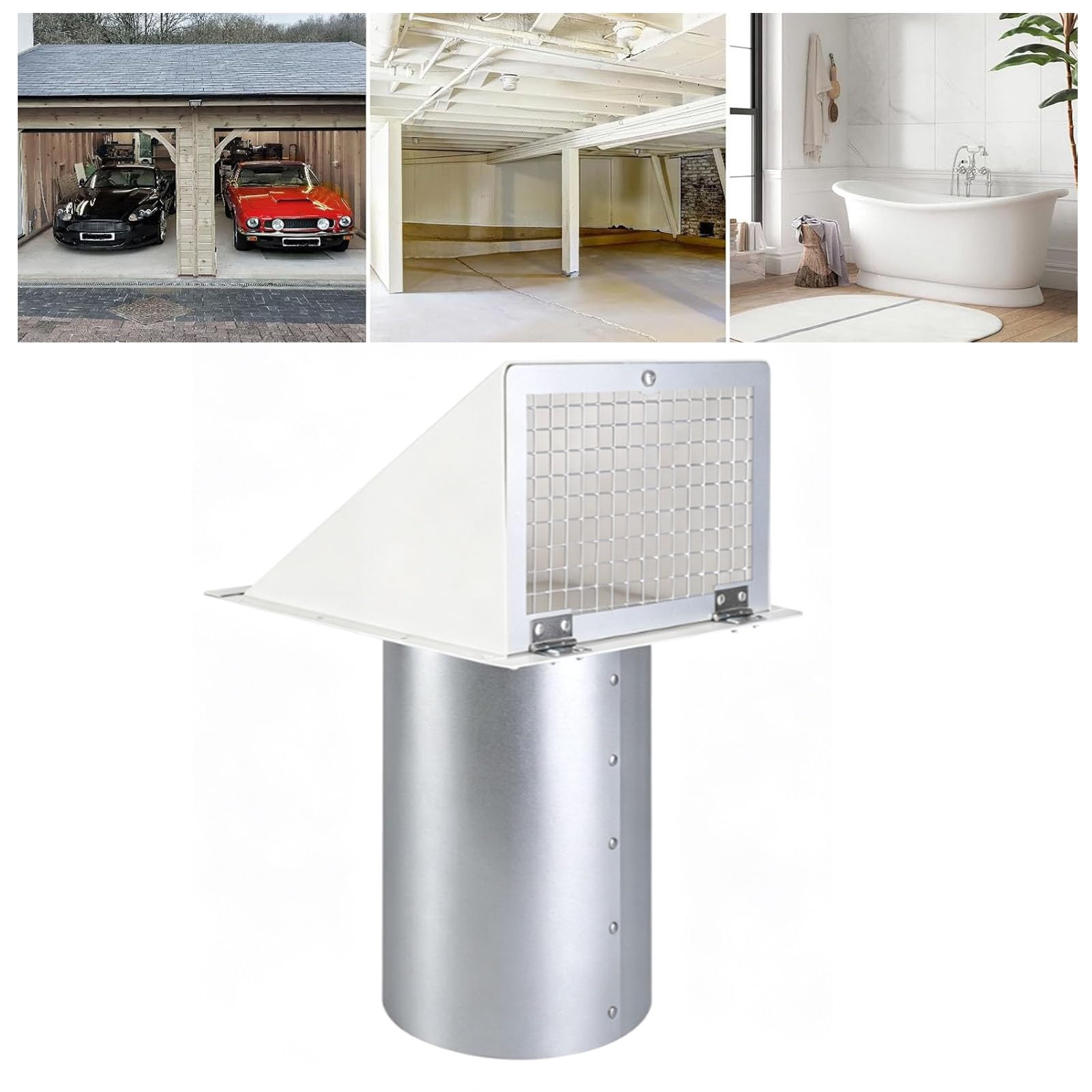 Annadue 4 Pulgadas Cubierta de Ventilacion de Secadora, Campana Exterior | Campana de ventilación para secadora con pantalla de malla, ventilación de pared para cocina, baño, garaje en sótano
