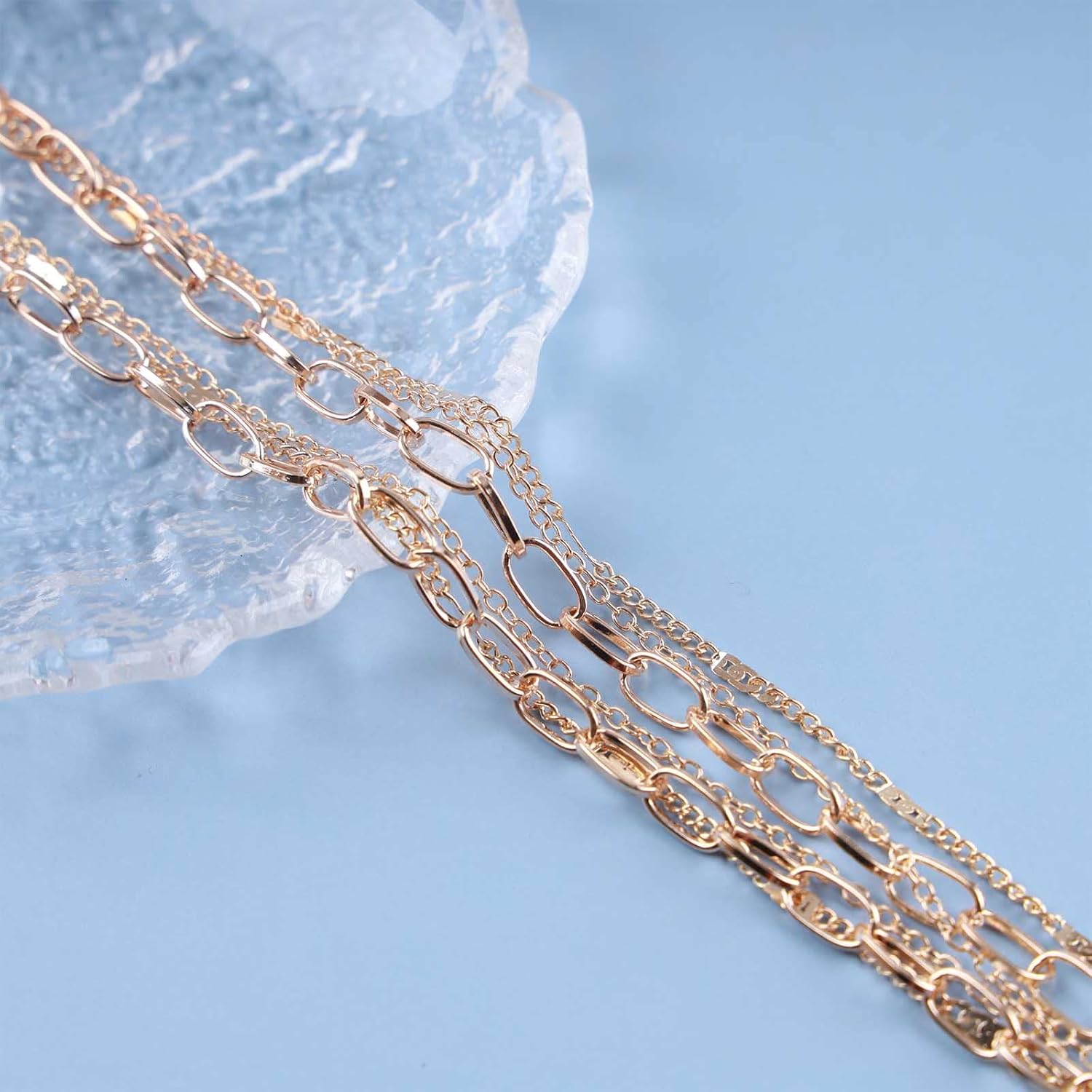 Bohemian Layered Circle Pendant Necklace Gold Paperclip Link Chain Necklace Geometric Hollow Circle Choker Necklace Multi Layered Cutout Hoop Necklace Jewelry for Women - Image 6