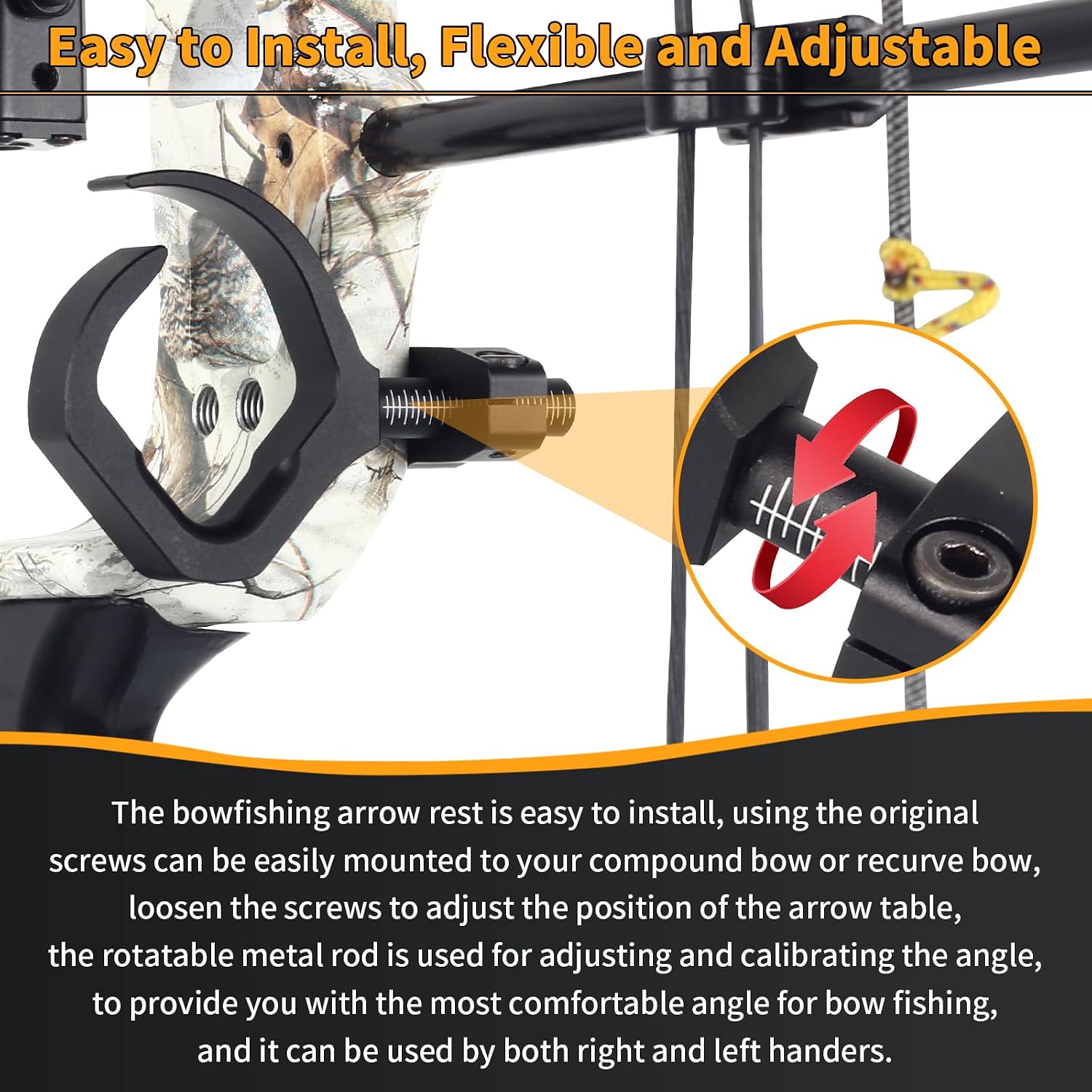 SPG Archery Bowfishing Arrow Rest - Aluminum Alloy Arrows Rests Right and Left Hand for Compound Recurve Bow Fishing Accessories