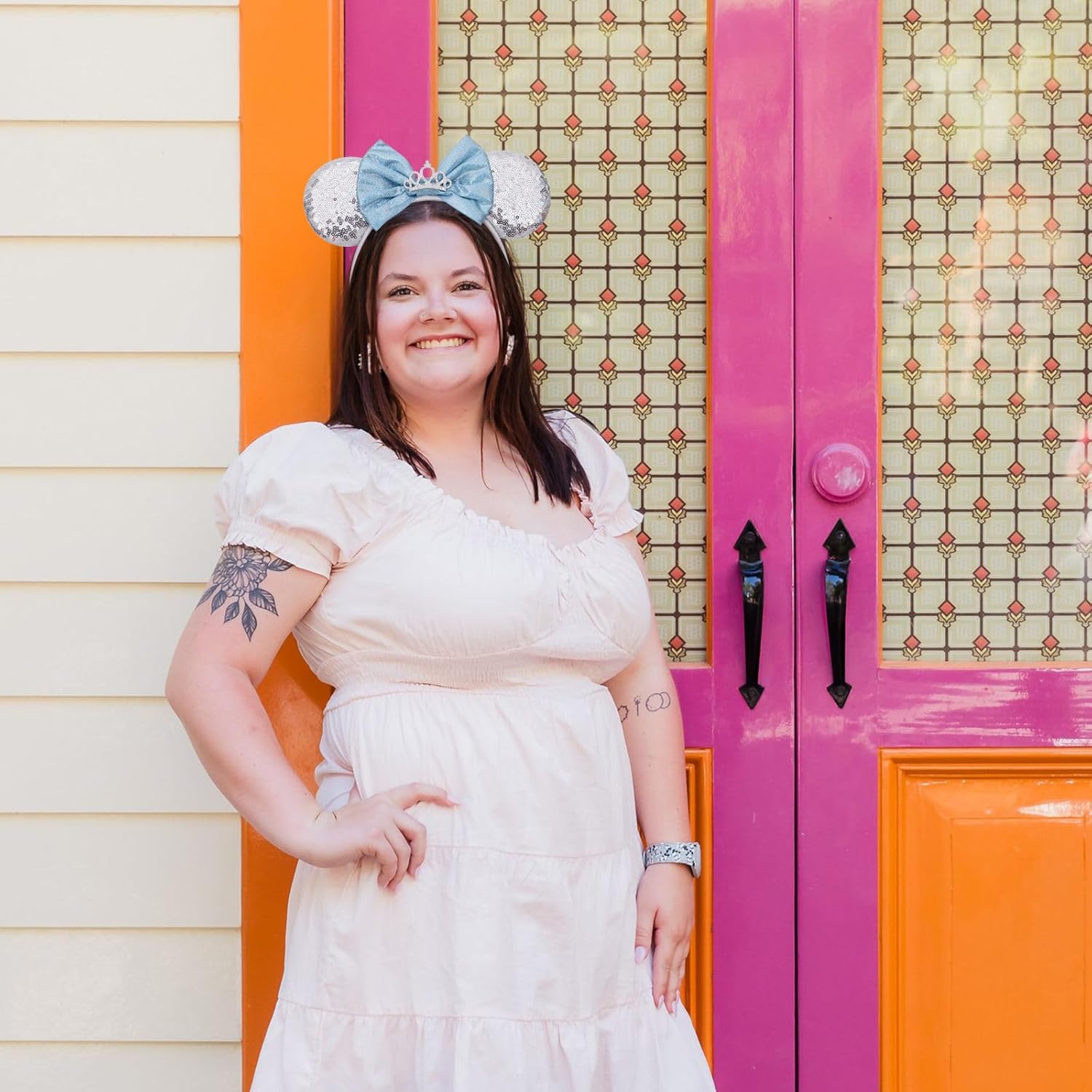 Handmade Mouse Ears Headband for Women and Ladies, Polka Dot Bow Minnie Ears Costume Accessories - Image 4