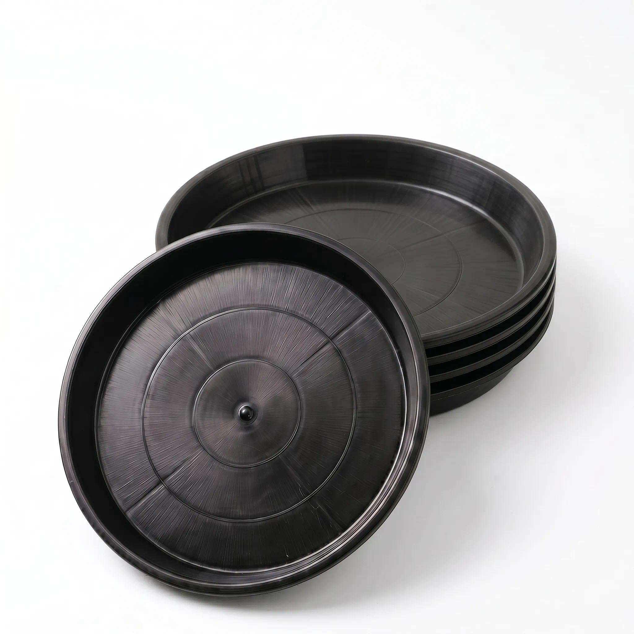 MYHOGOOD 5 Pack Plant Pot Saucers 16cm, Round Plastic Trays for Plants, Heavy Duty Garden Tray, Plant Trays for Indoor Outdoor Use, Black