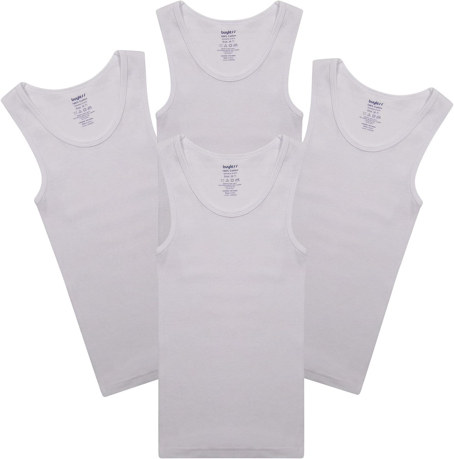 Buyless FashionBoys Scoop Neck Tagless Undershirts Soft Cotton Tank Top (4 Pack)