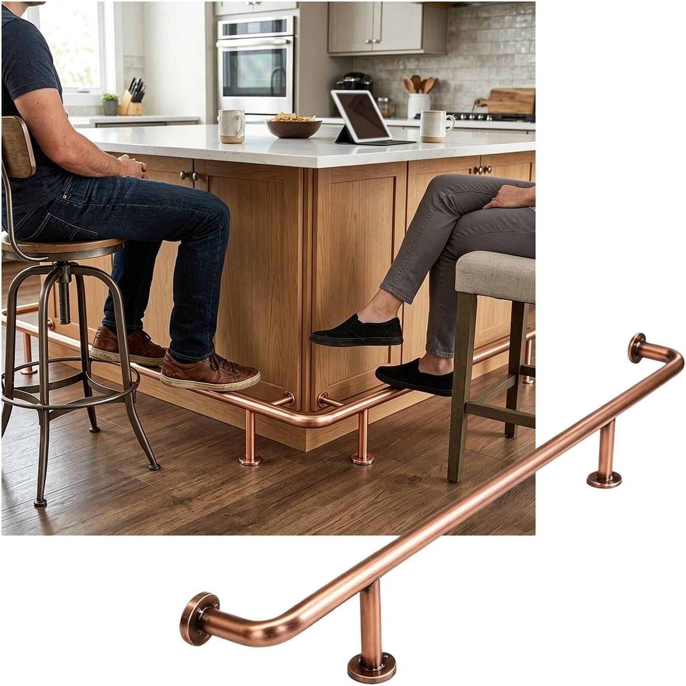 Rail de pied de bar inox pour sublimer l'îlot de cuisine de votre maison