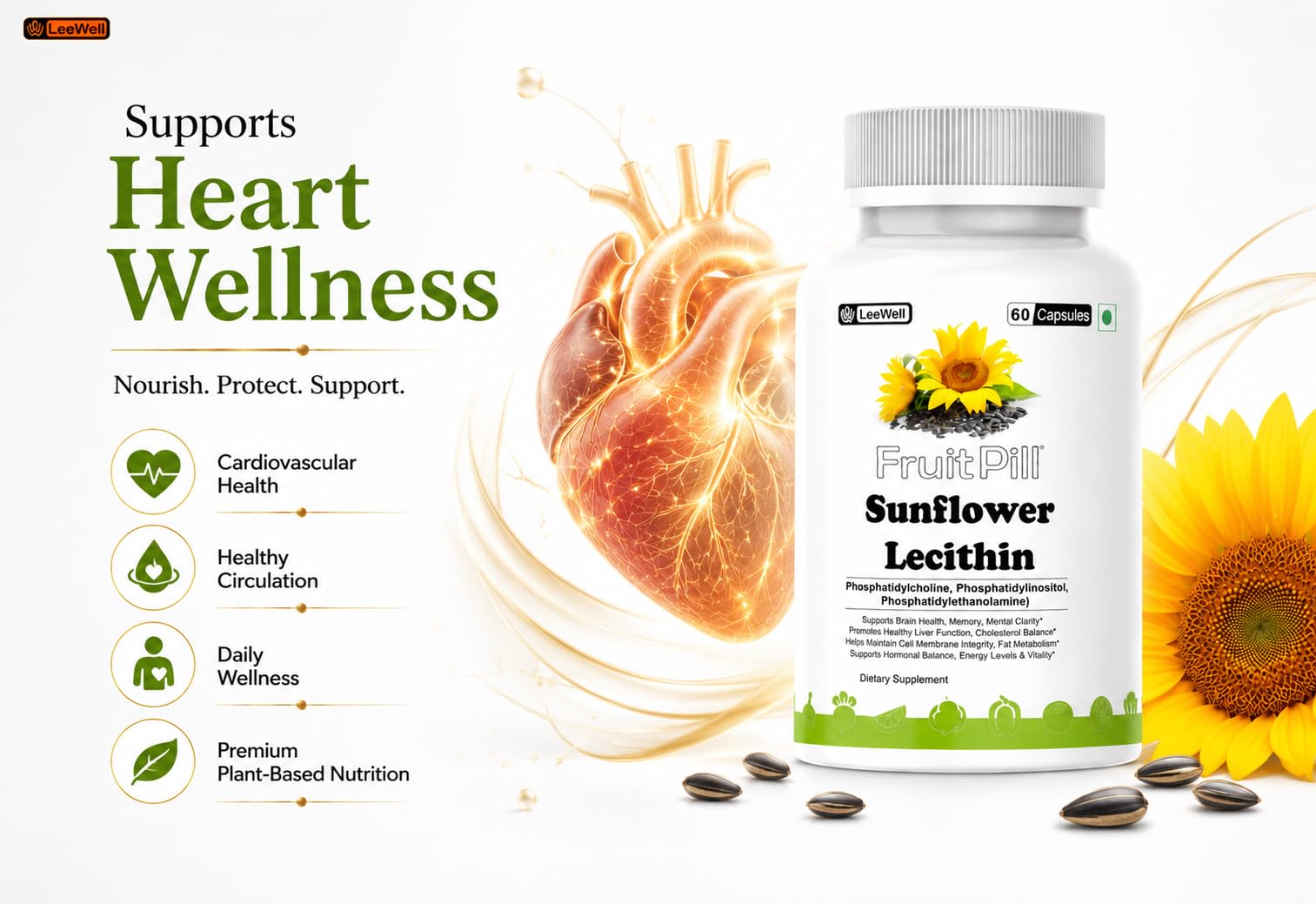 FruitPill Sunflower Lecithin Supplement, 60 Capsules 1