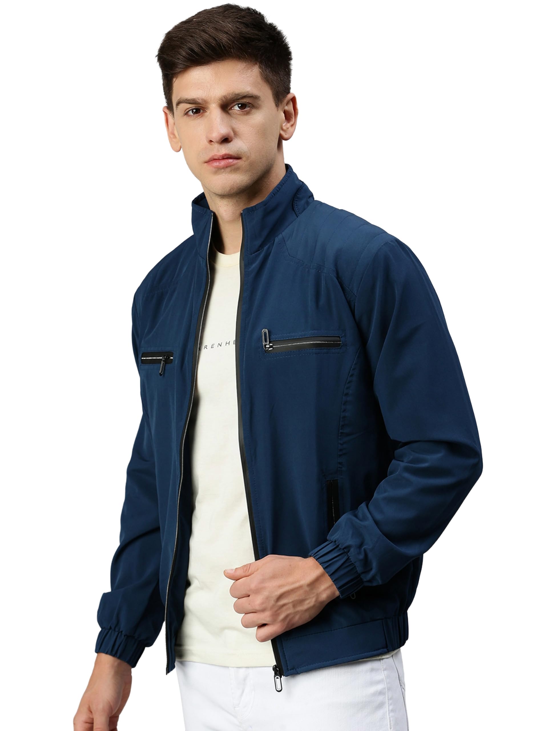 Buy Kaali Peeli Men's Windbreaker Jacket, Stand Collar, Zip Buy Kaali Peeli Men's Windbreaker Jacket, Stand Collar, Zip