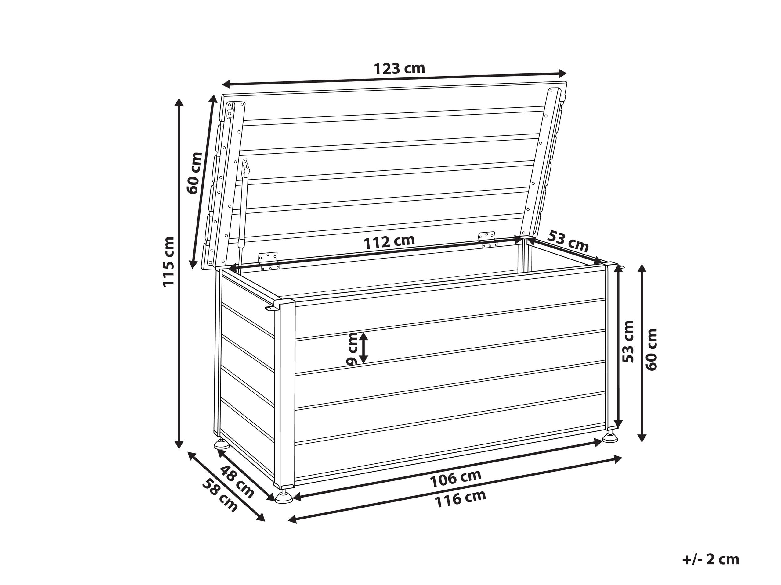 Beliani Coffre d'Extérieur de Rangement en Aluminium 123 x 60 cm Meuble de Jardin Gris Foncé Campalto