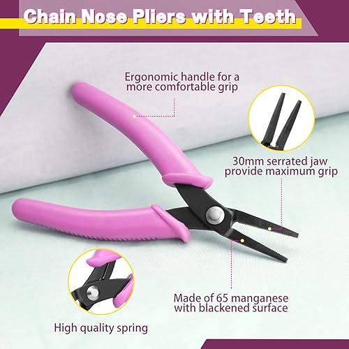 Miniatura 2 de SPEEDWOX Alicates largos de punta puntiaguda con dientes de 5.5 pulgadas, alicates de punta de cadena, alicates de punta larga para hacer joyas,