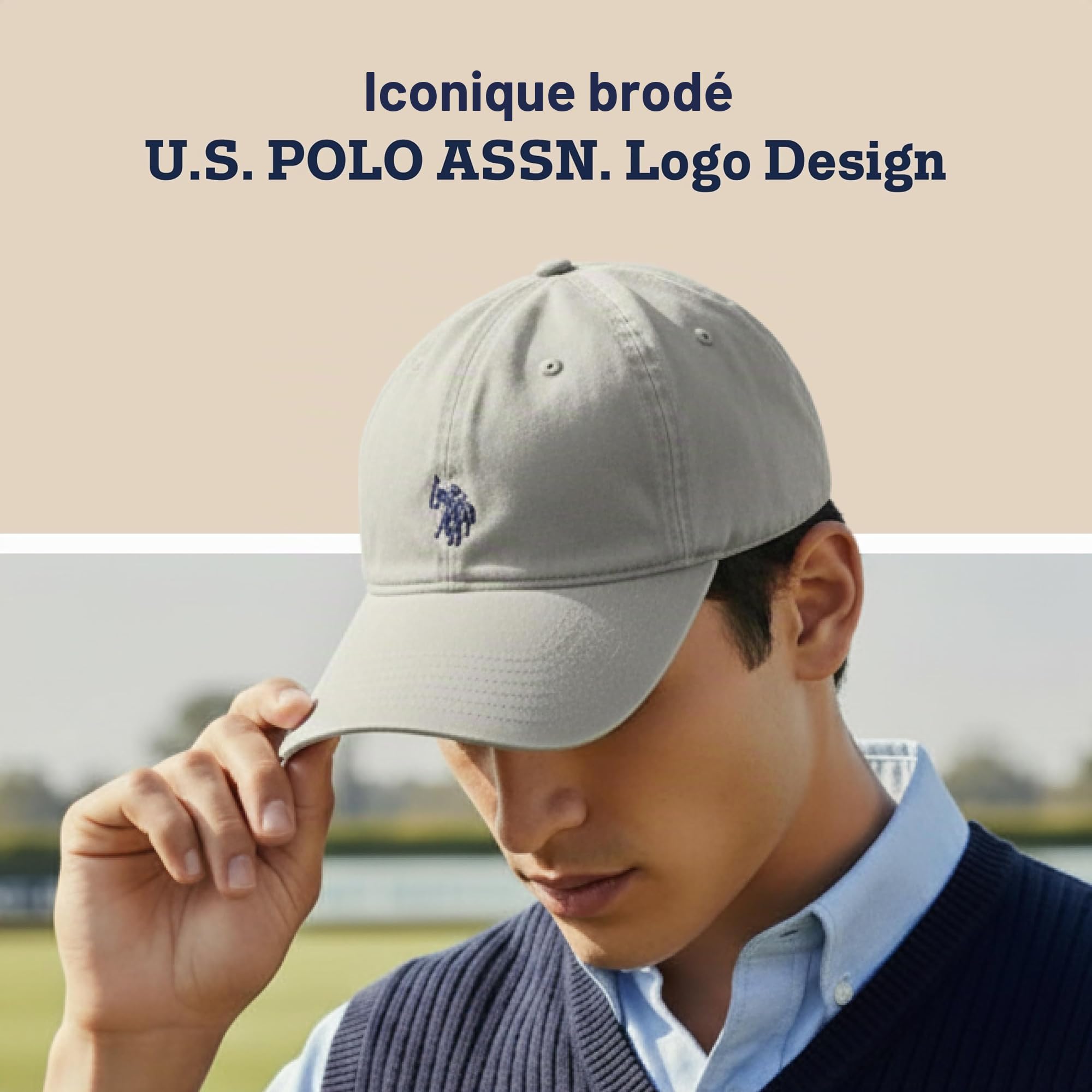 U.S. Polo Assn. Mens Washed Twill Cotton Adjustable Baseball Hat with Pony Logo and Curved Brim - Casquette de Baseball - Homme