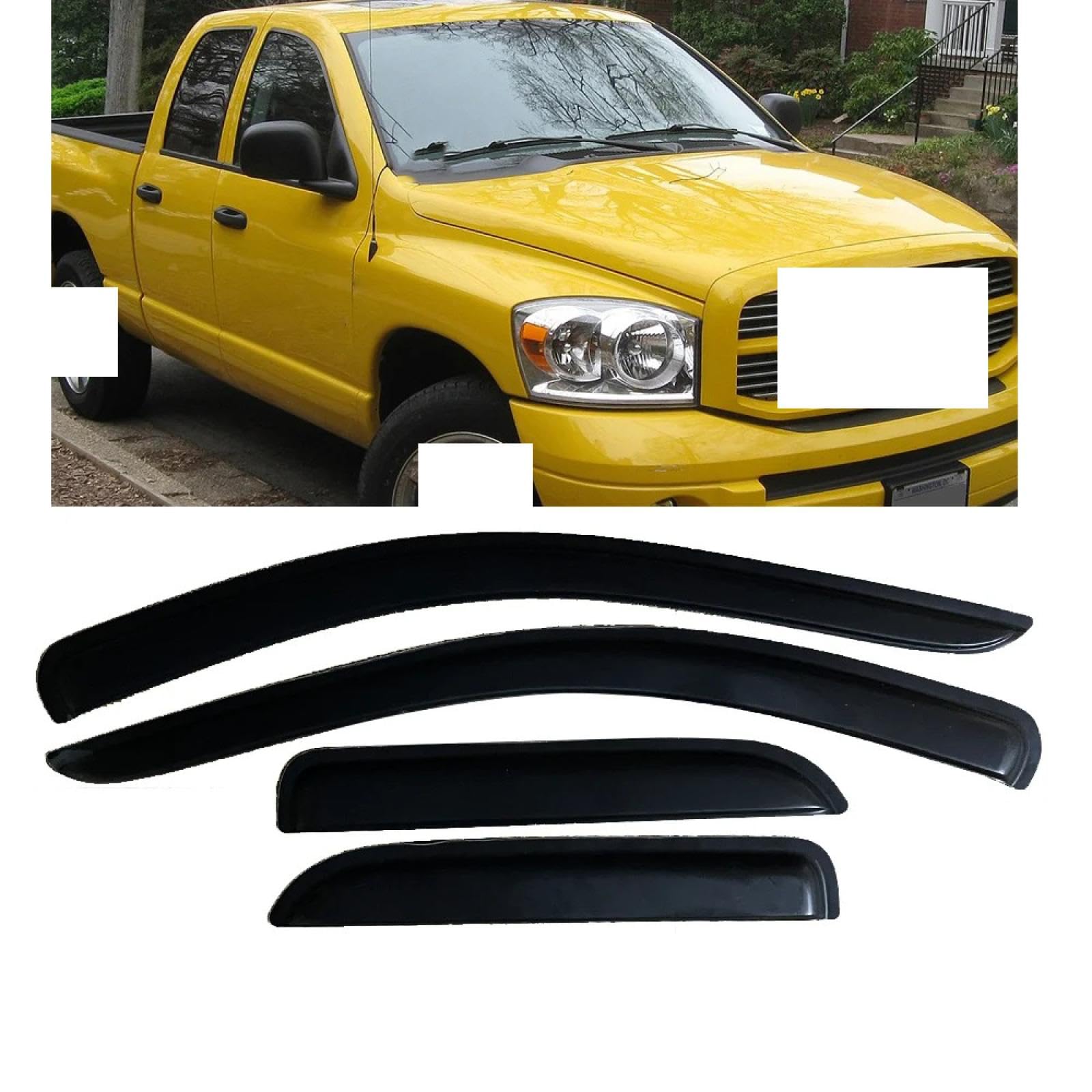 Owiewki szyb bocznych Dla D&odge Ram 1500 2004 2005 Quad Cab Auto Owiewki szyb bocznych Osłony przeciwdeszczowe
