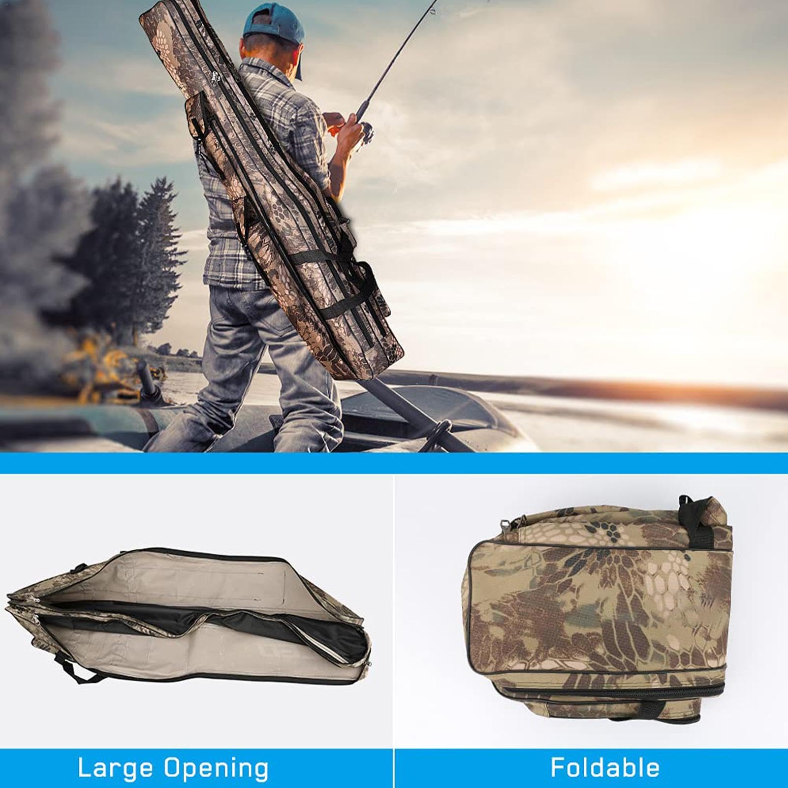 Custodia per canna da pesca – Borsa portaoggetti a 2 strati, ampia apertura, grande capacità, per gli appassionati di pesca, Ssc, Refer to , Unisex | Grande Borsa Per Canna Da Pesca Per Lago Acqua Salata Acqua Barca Kayak Spiaggia Campeggio Escursionismo
