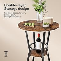 Vista 7 de HOOBRO Round Bar Table, 2-Tier Counter Height Pub Table with Wine Glass Holder, Industrial Cocktail Table, for Small Space, Tavern, Living Room