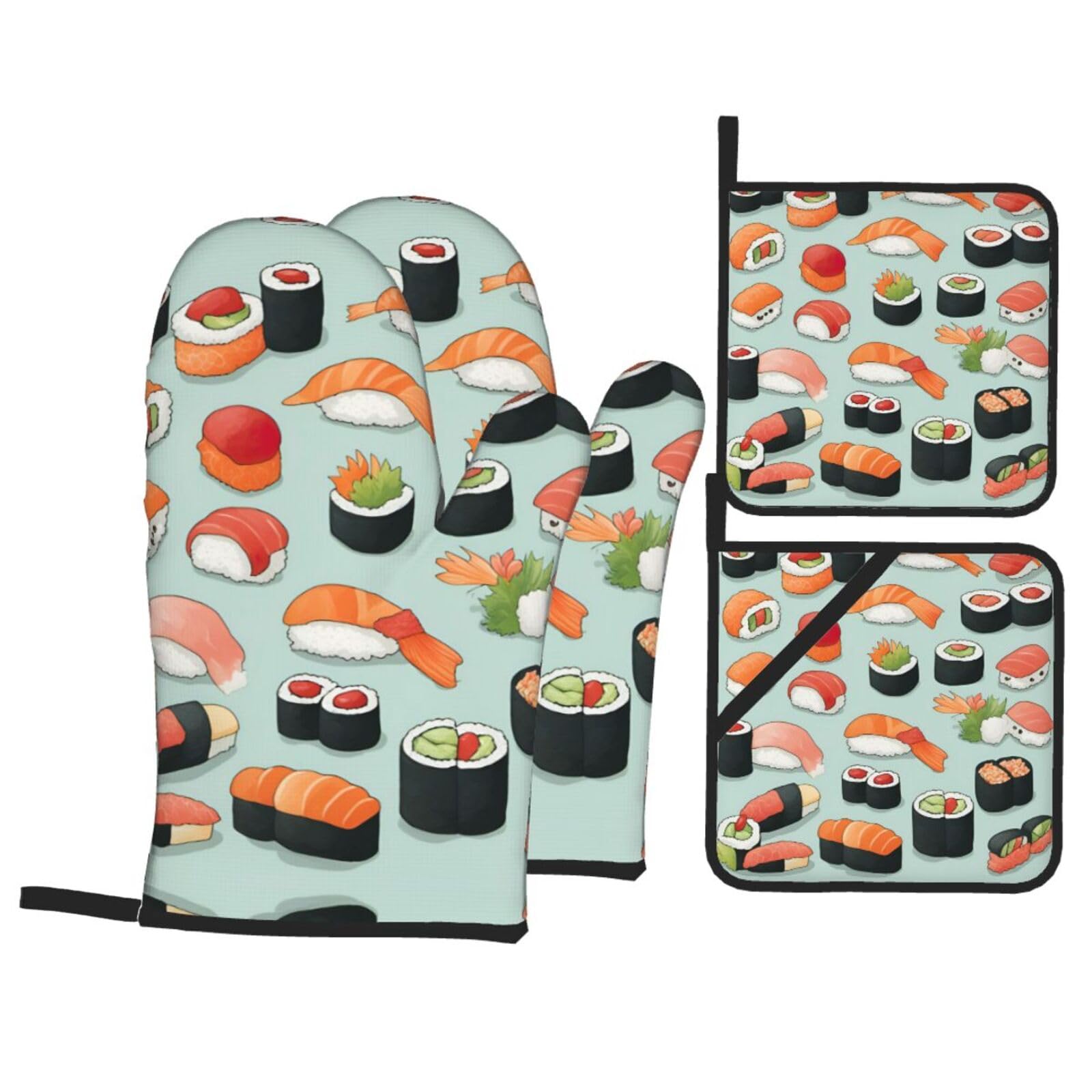 Köstliche Ofenhandschuhe mit Sushi-Aufdruck, hitzebeständige Handschuhe, Küche, Kochen, Backen, Grillen, Grillen Küche, Haushalt & Wohnen