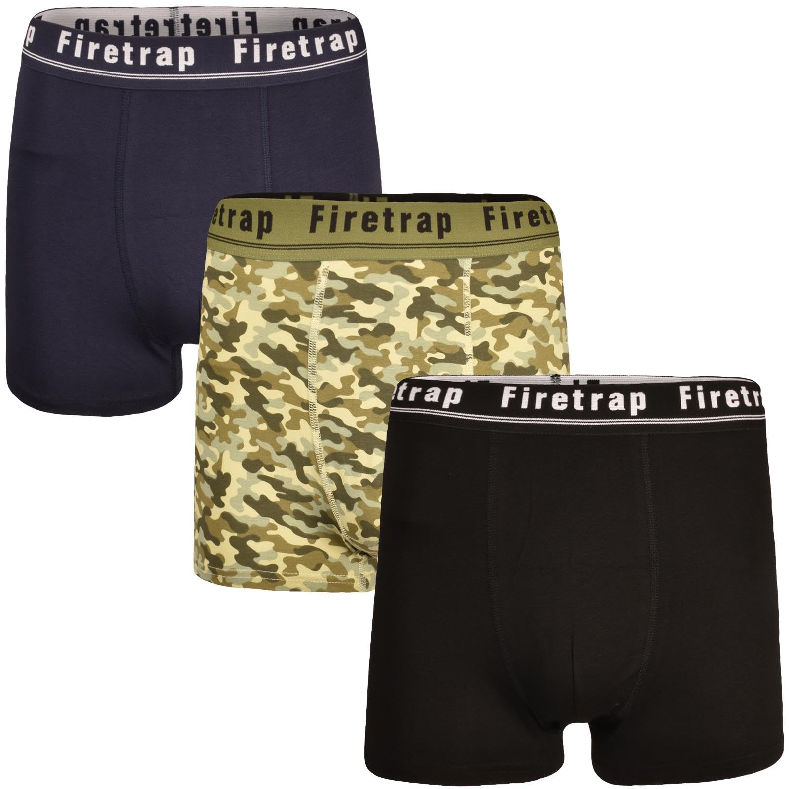 Firetrap Mens Boxers 3 Pack Trunks - Cotton Soft Comfortable Boxer Shorts for Men - Essential Mens Underwear 3 PACK ASSORTED AUSTIN M