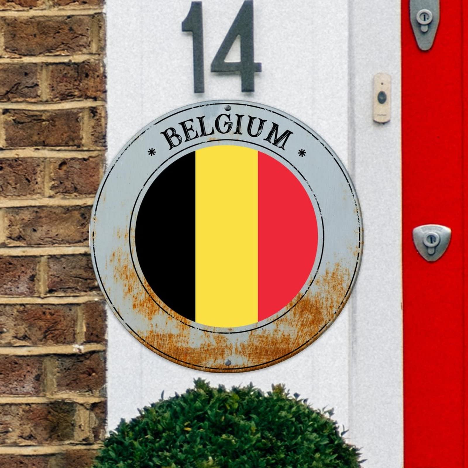 Belgien Flagge Aluminium-Schild – 30x30 Cm, Vintage Stil, Mit Vorgebohrten Löchern, Für Wanddekoration Im Innen- & Außenbereich