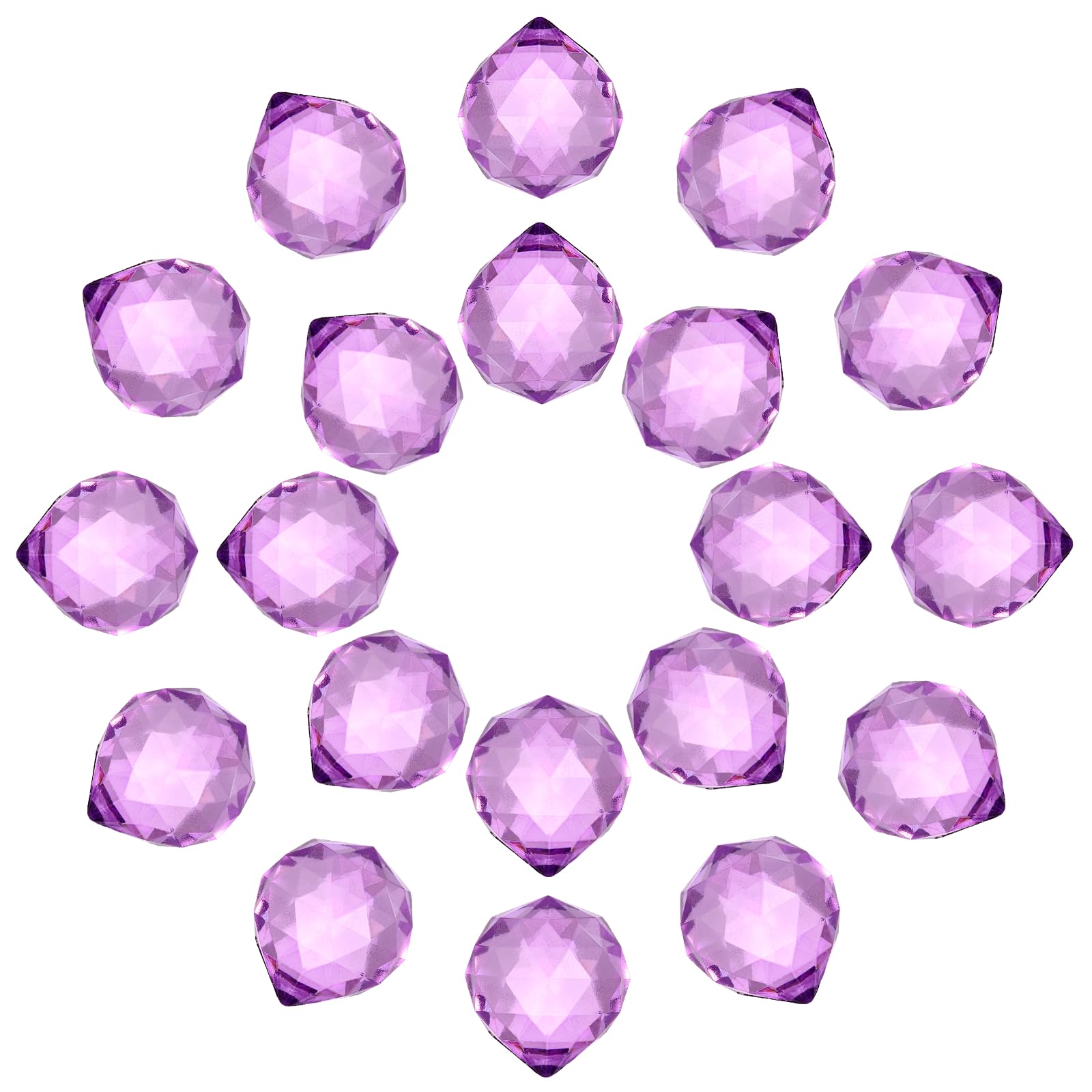sourcing map 20Pack Crystal Ball Prism, 20mm/0.8" Decorative Ball Sun Shine Catcher Suncatcher Beads for Chandelier Window Wedding Decoration Home Decor, Light Purple