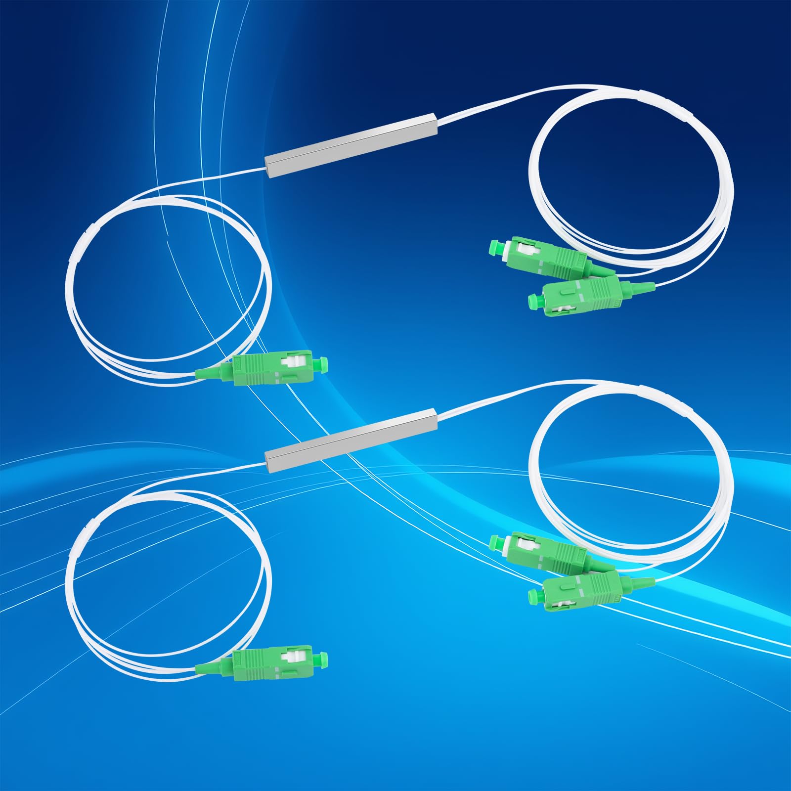 2 Packs 1x2 Optical Splitter 0.9 SM SC/APC PLC Micro Fiber Optic Splitter 1260-1650nm for Home Wiring, Engineering Project, Fiber LAN