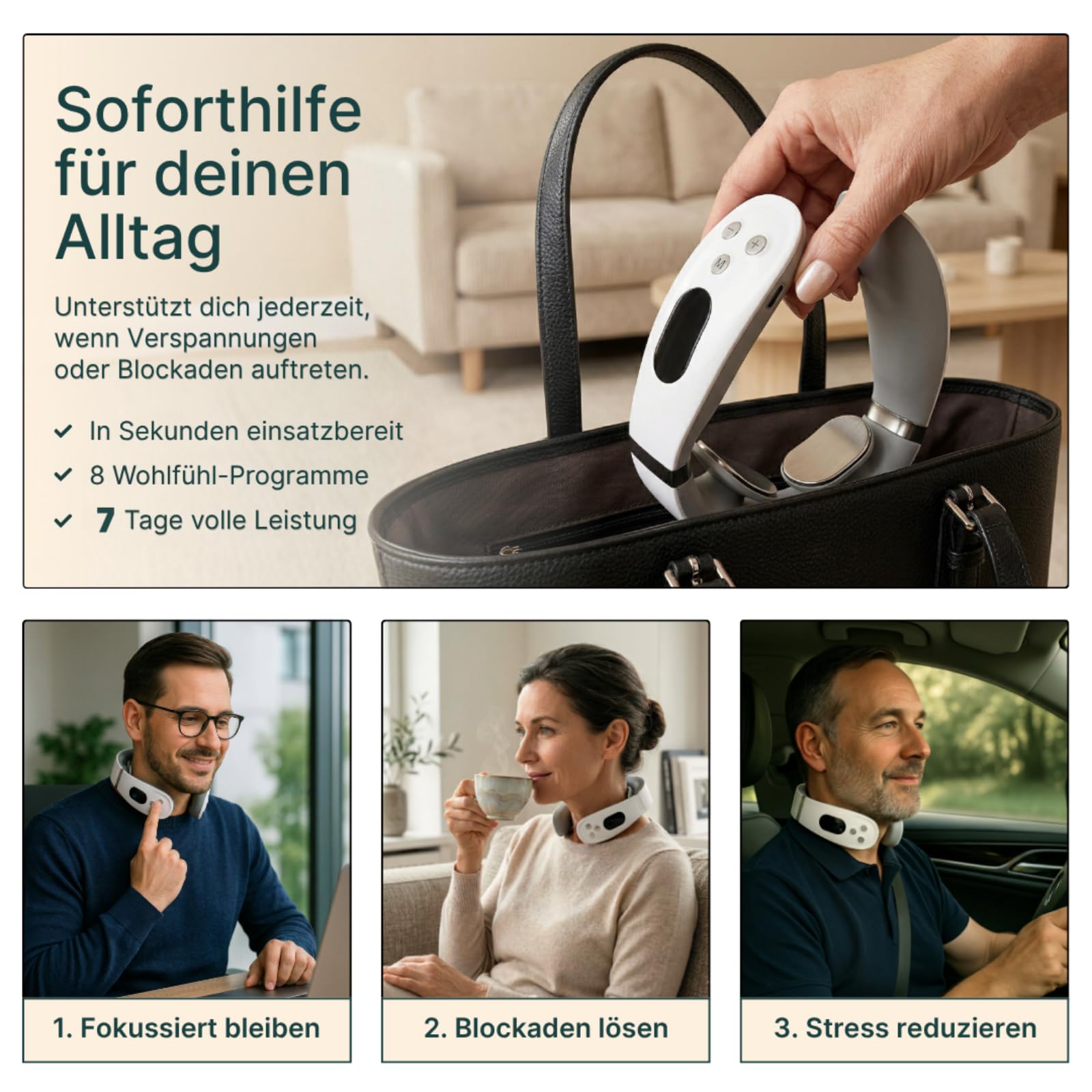 Nurotex Pro 14-In-1 Nackenlösung,Nurotex Nacken Original,Einstellbare Intensität und Wärmefunktion,hilft Verspannungen im Nacken zu lösen,für Zuhause,Büro und tägliche Nutzung