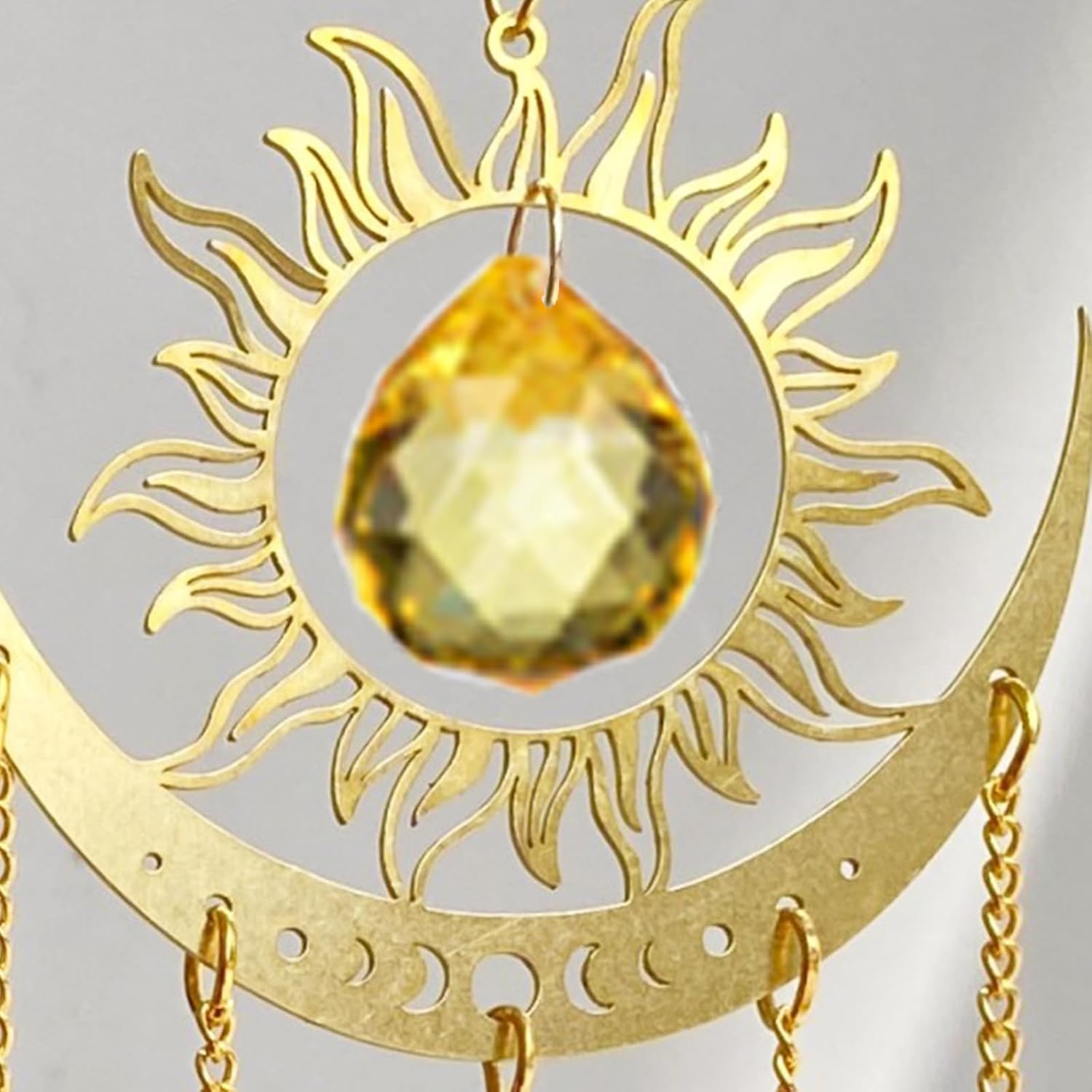 Colorful Crystal Rhinestones Suncatcher Window Hang Pendant, Sun Moon Crystal Drops Ball Prisms Ornament，Crystal Prism Suncatcher Window Hanging Indoor Outdoor Patio Garden Decor (Style B)