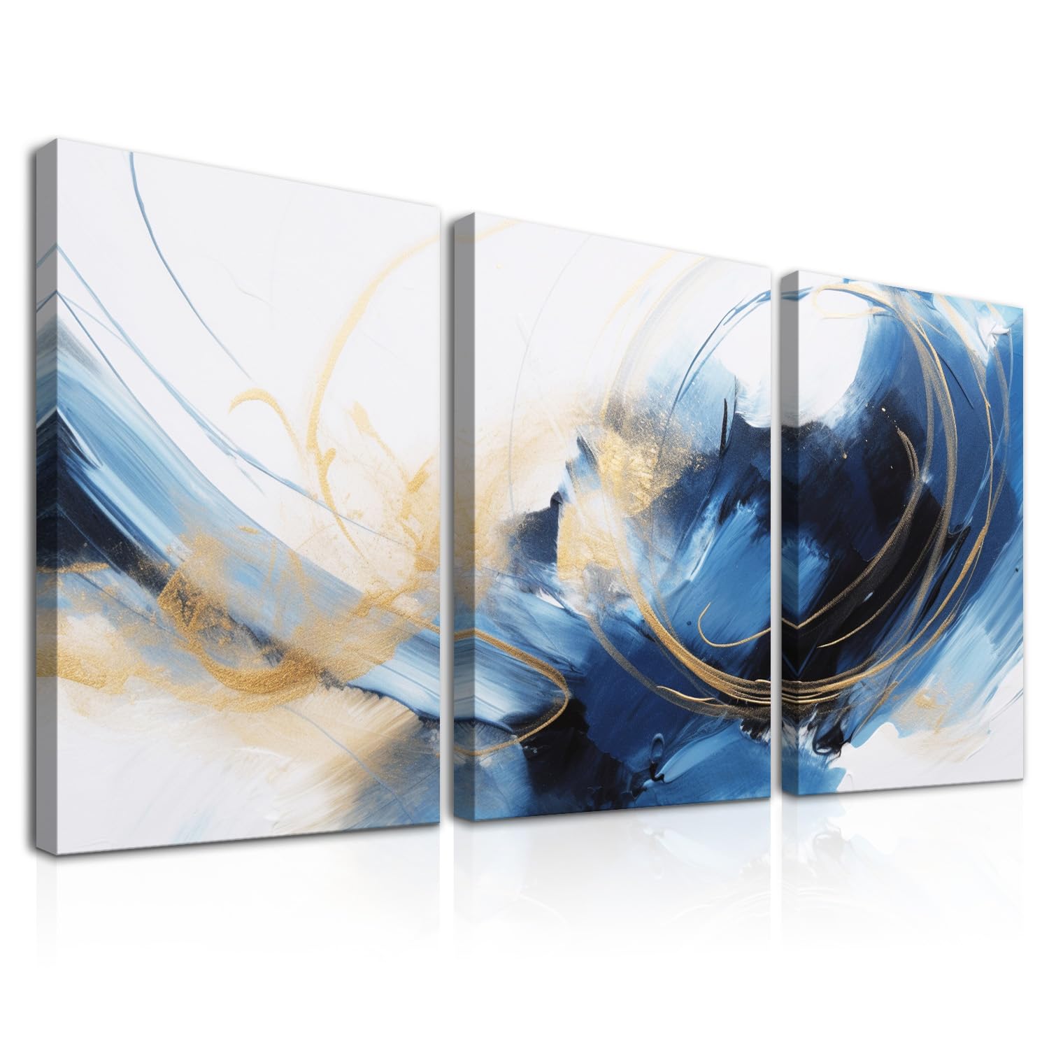 Dazzlewall Framed Abstract Wall Decor Poster Modern Blue Black Gold Wall Poster for Bedroom Living Room Decor 12x16 in Set of 3